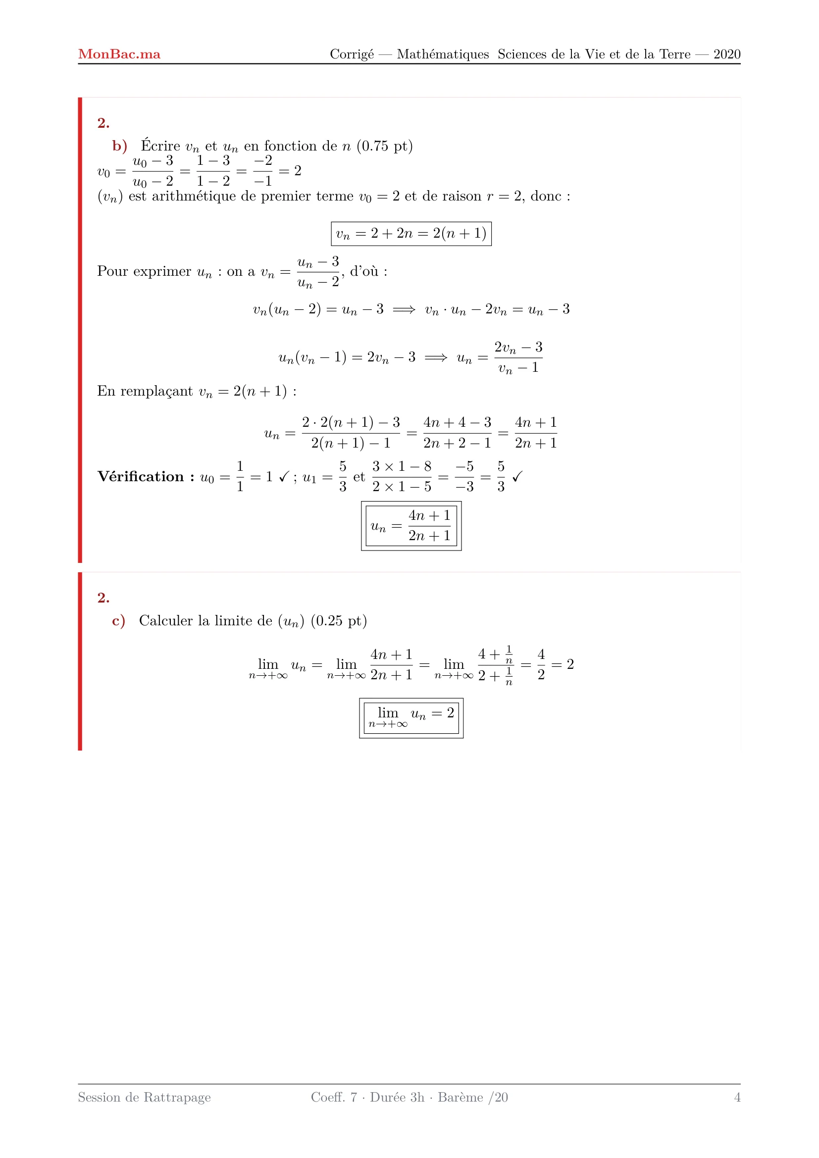 Corrige Math Bac SVT 2020 page 4