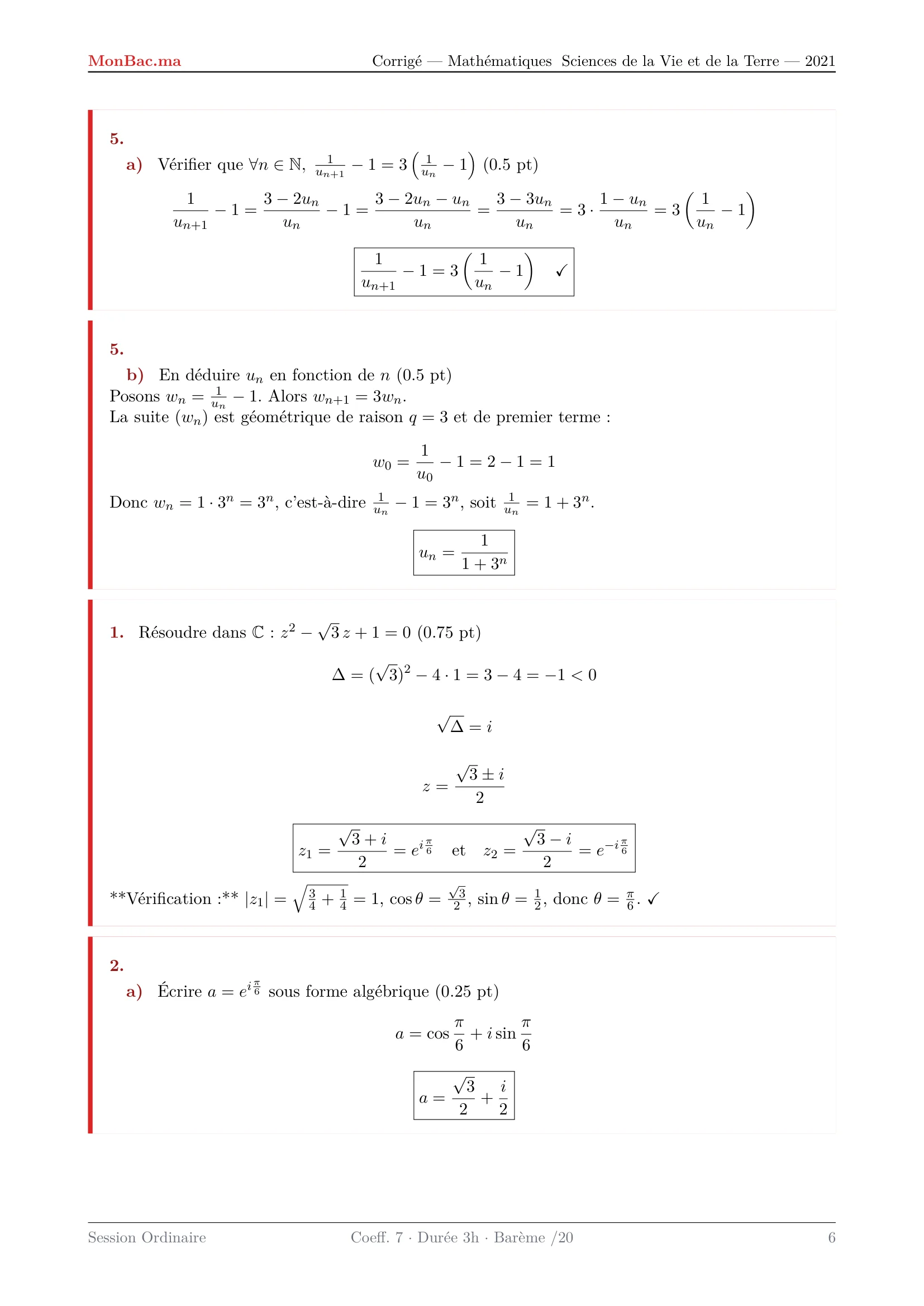 Corrige Math Bac SVT 2021 page 6