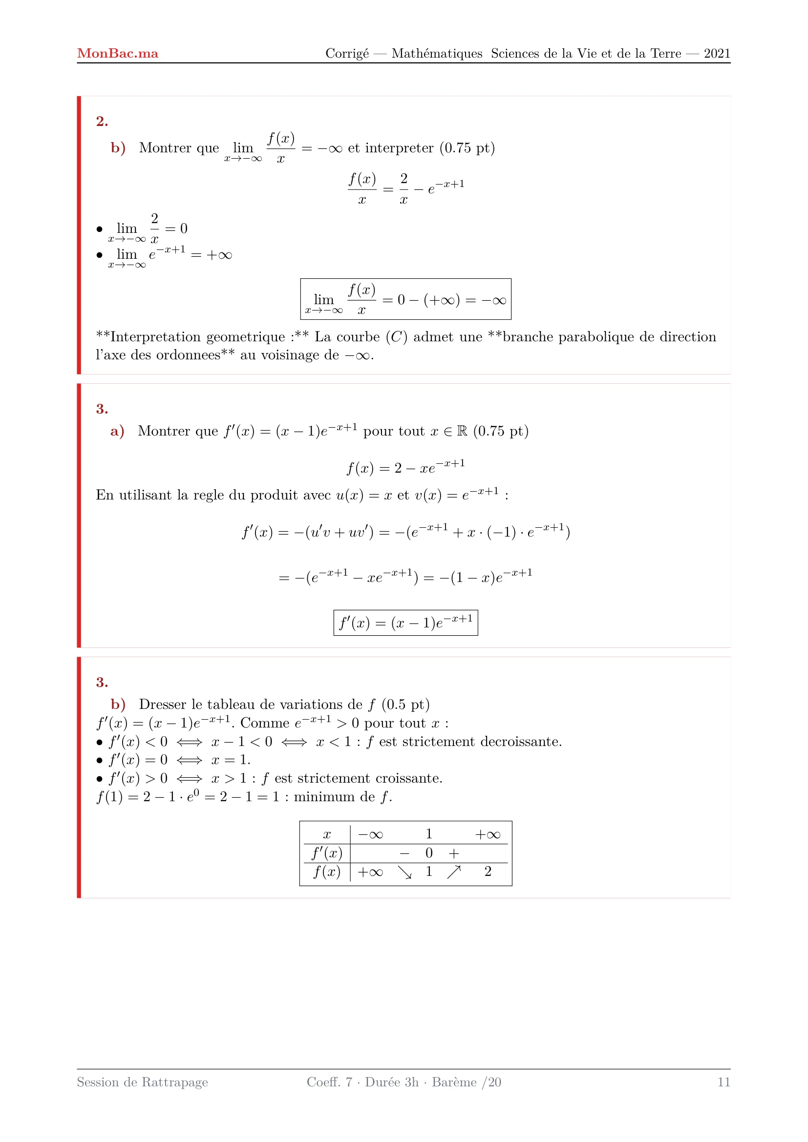 Corrige Math Bac SVT 2021 page 11