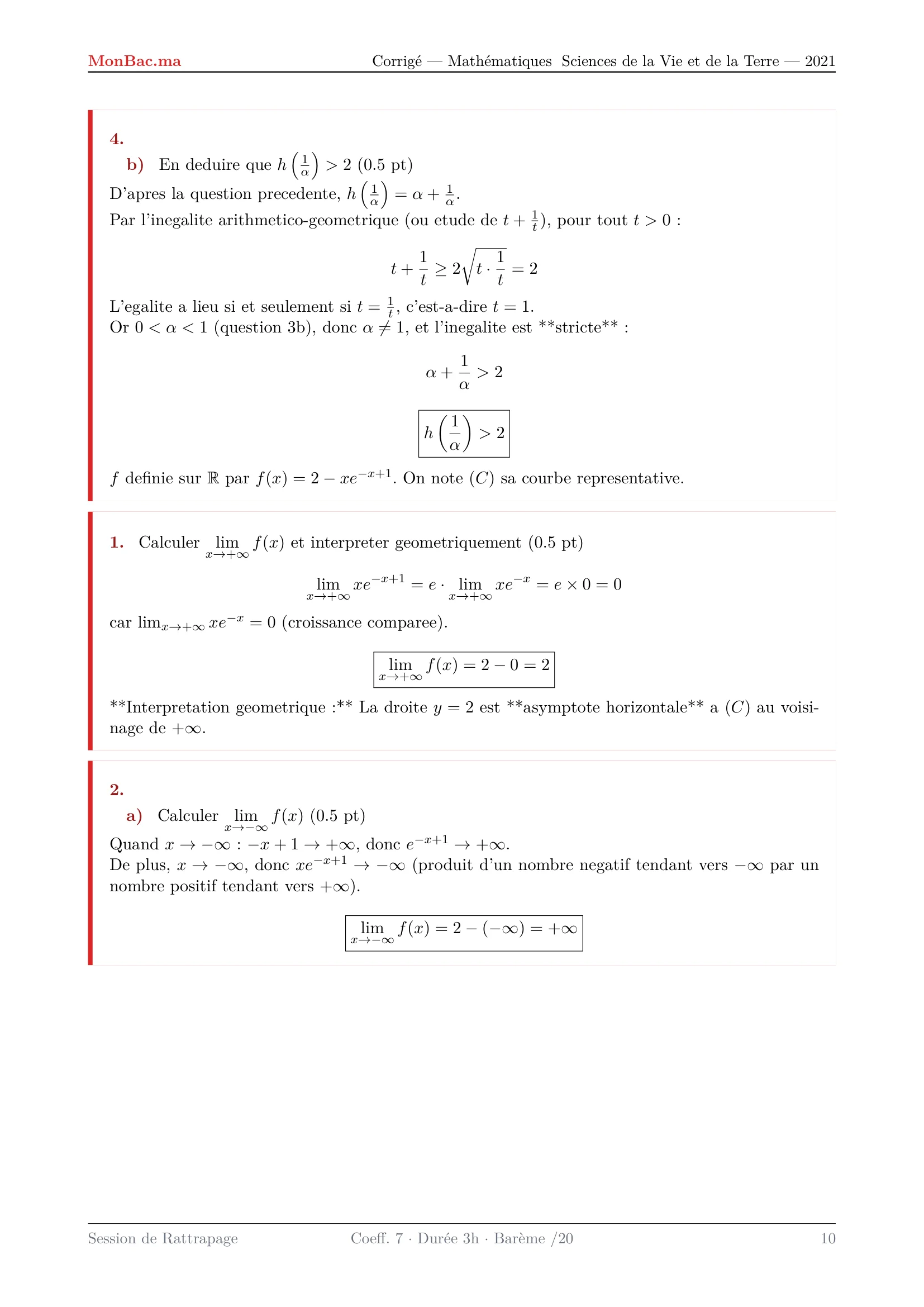 Corrige Math Bac SVT 2021 page 10