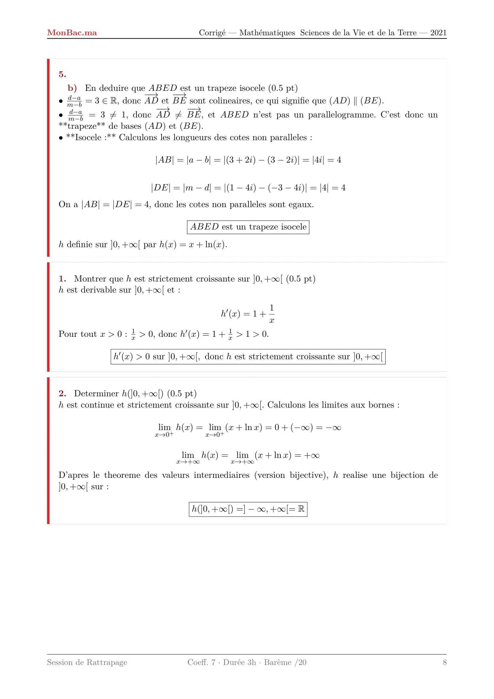 Corrige Math Bac SVT 2021 page 8