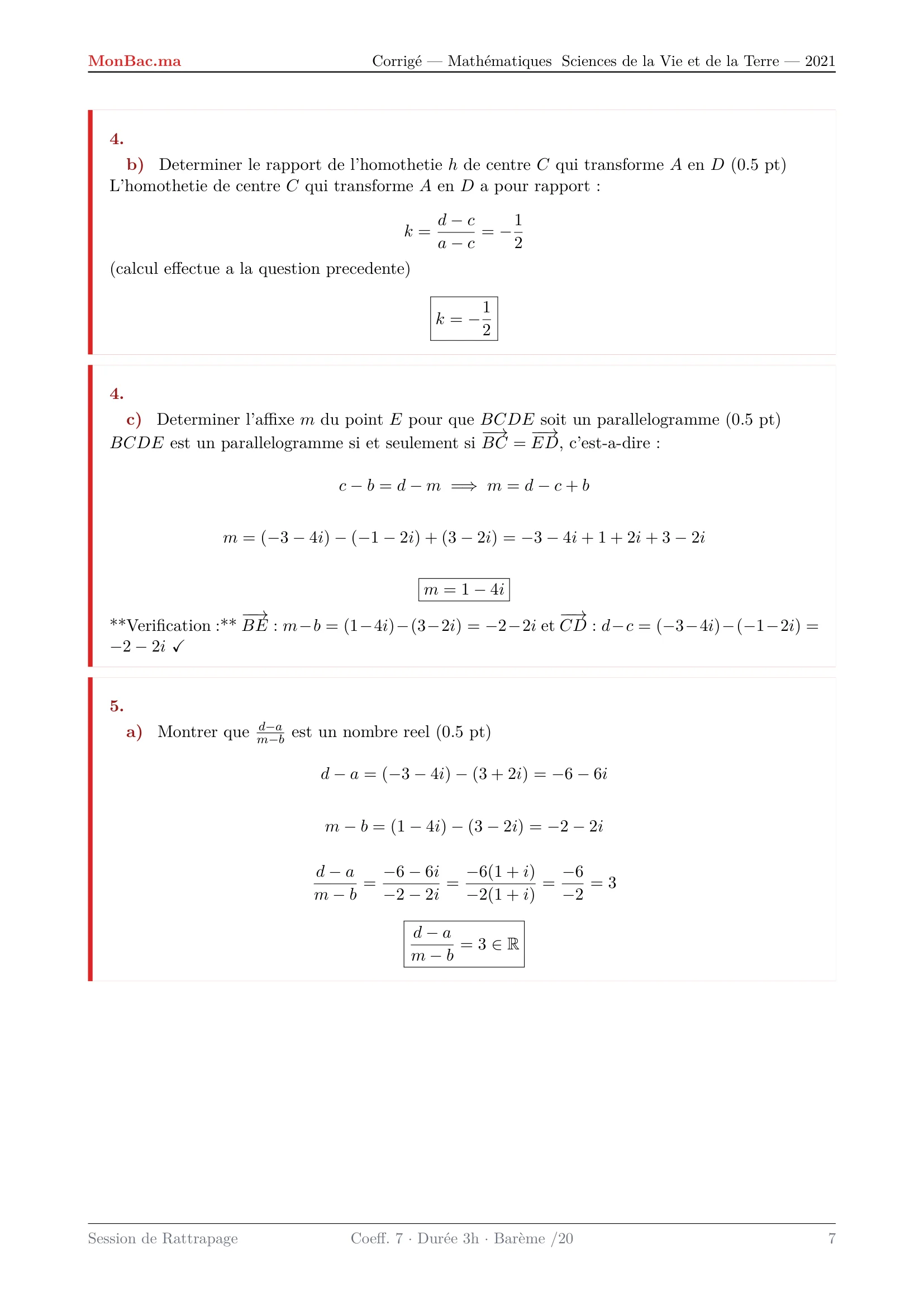 Corrige Math Bac SVT 2021 page 7