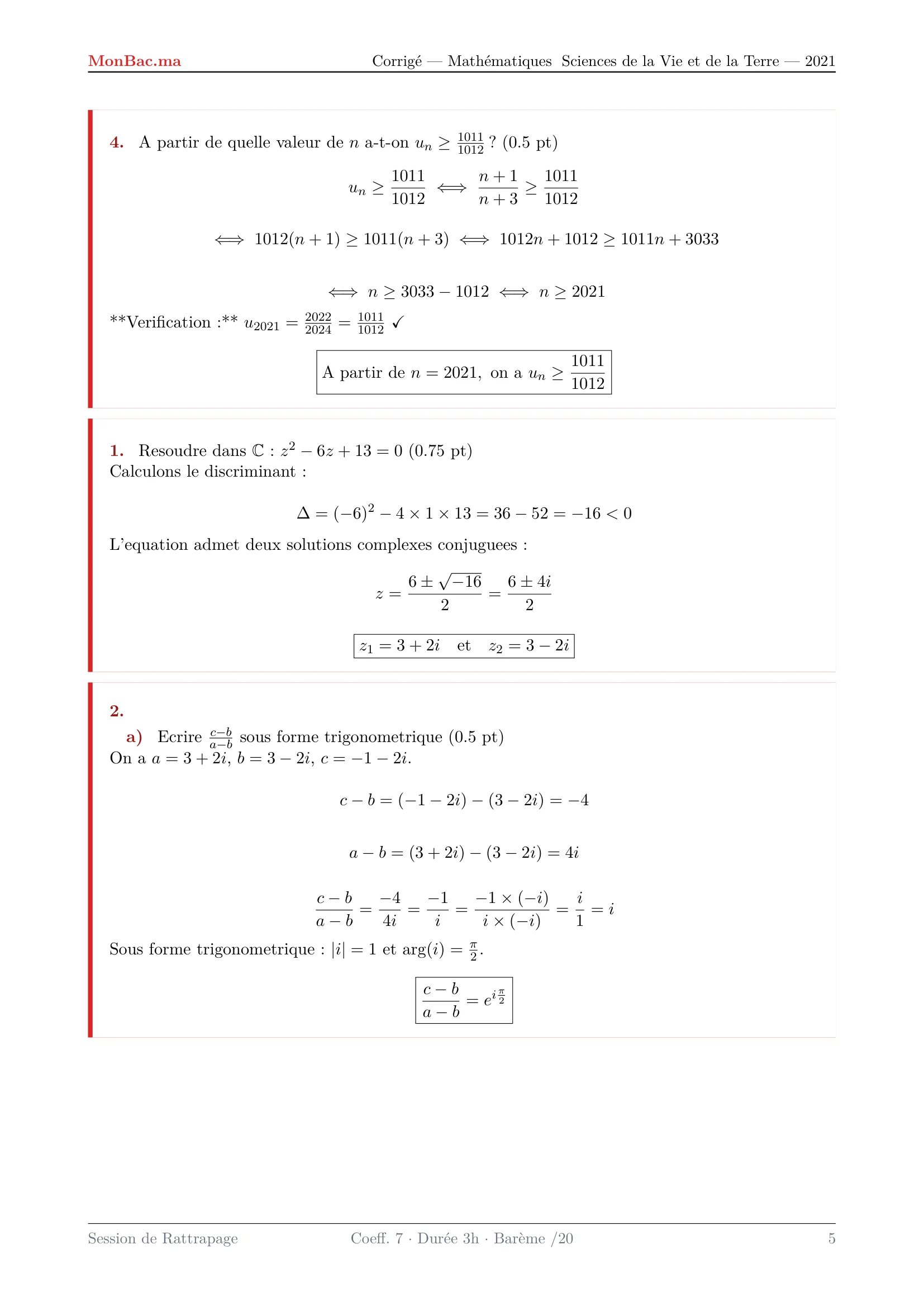 Corrige Math Bac SVT 2021 page 5