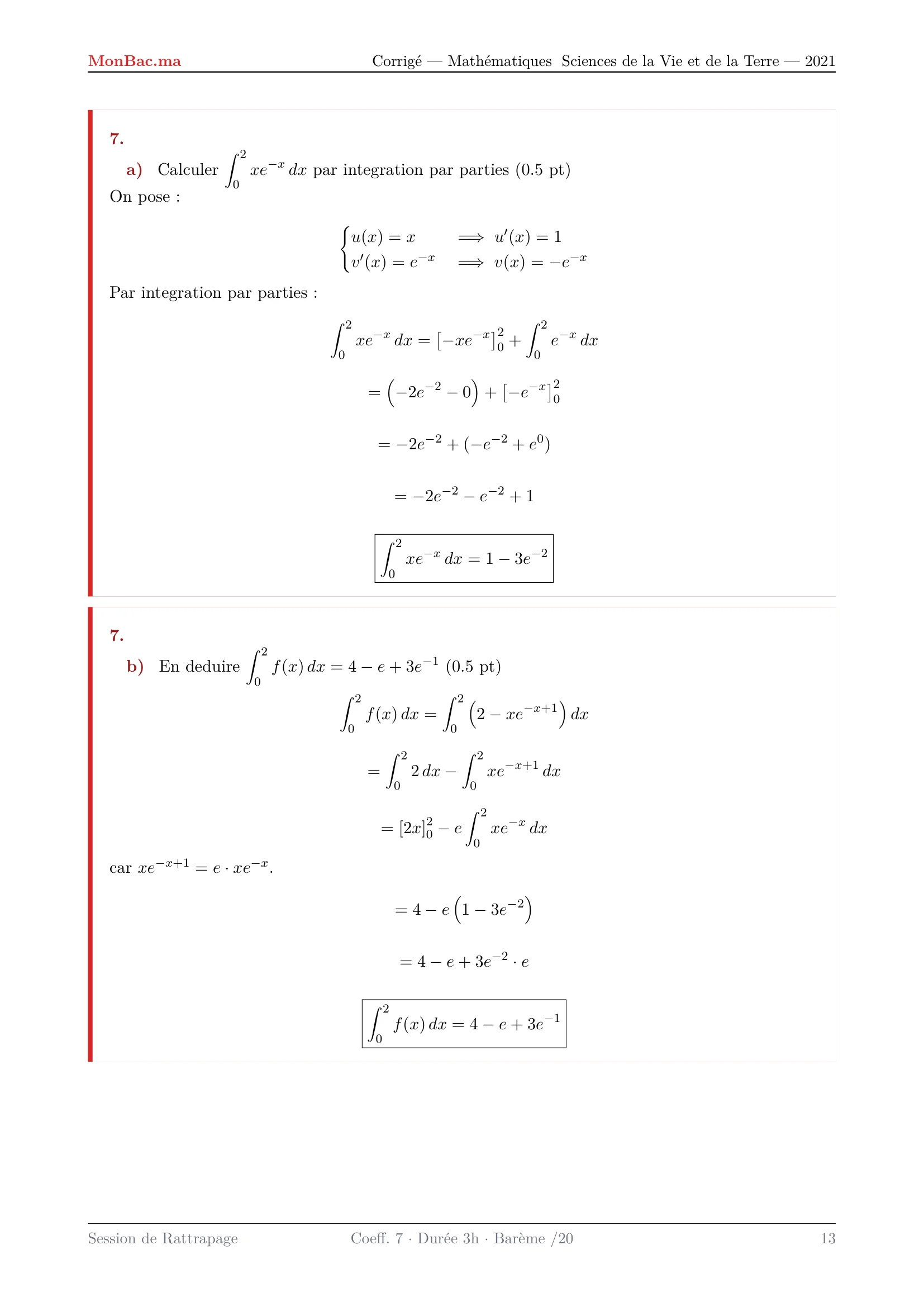 Corrige Math Bac SVT 2021 page 13