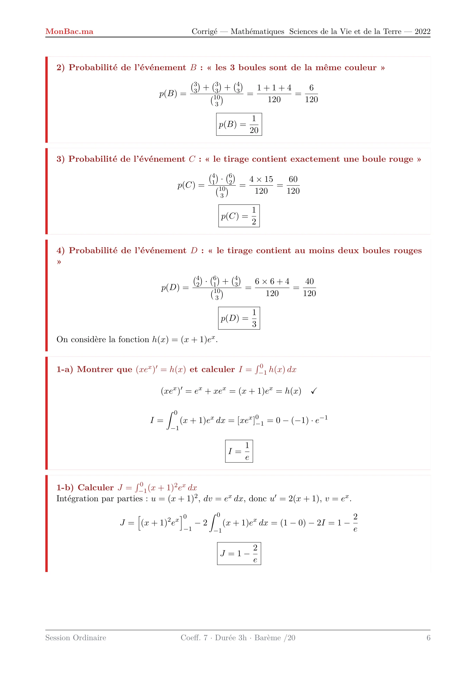 Corrige Math Bac SVT 2022 page 6