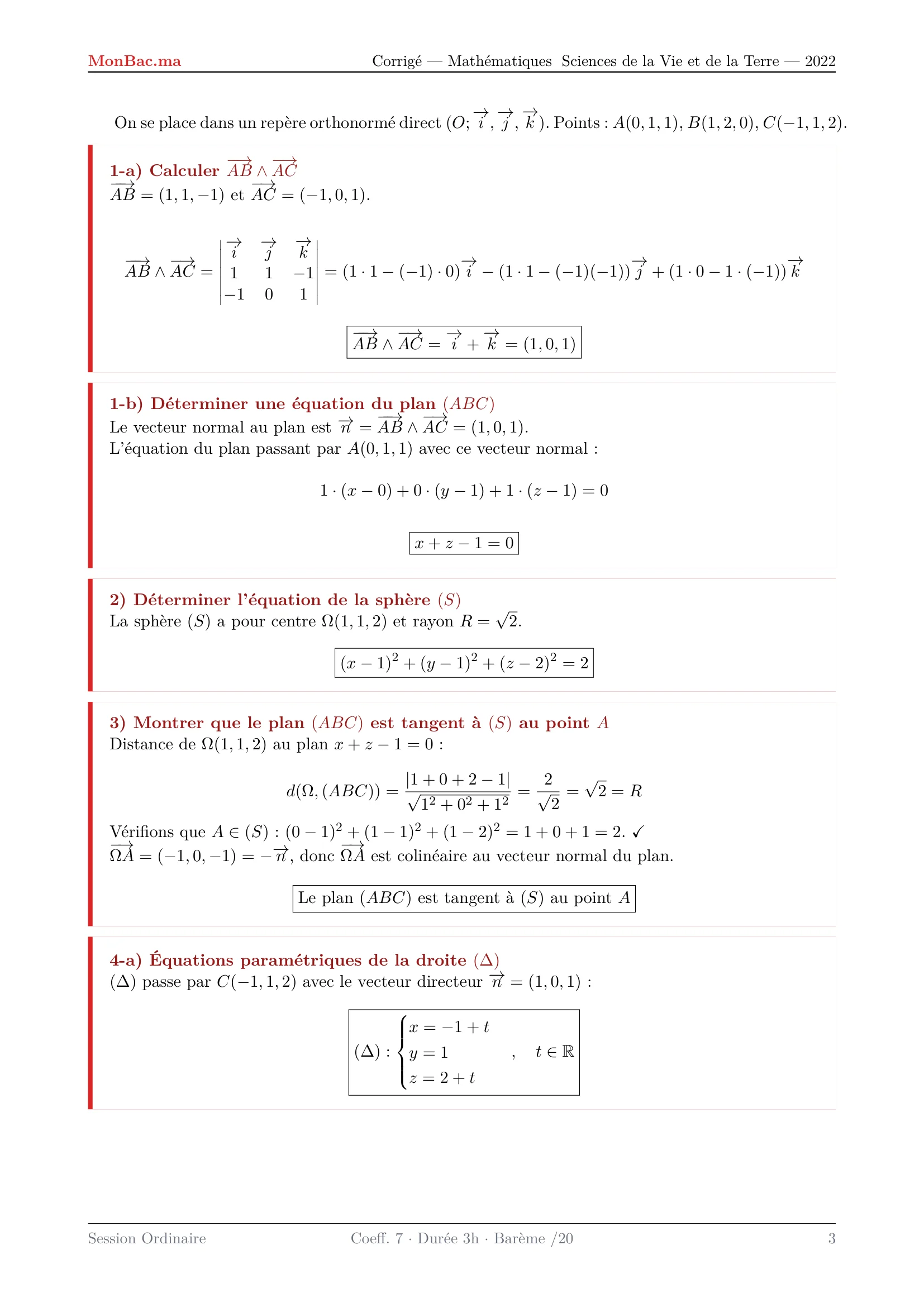 Corrige Math Bac SVT 2022 page 3