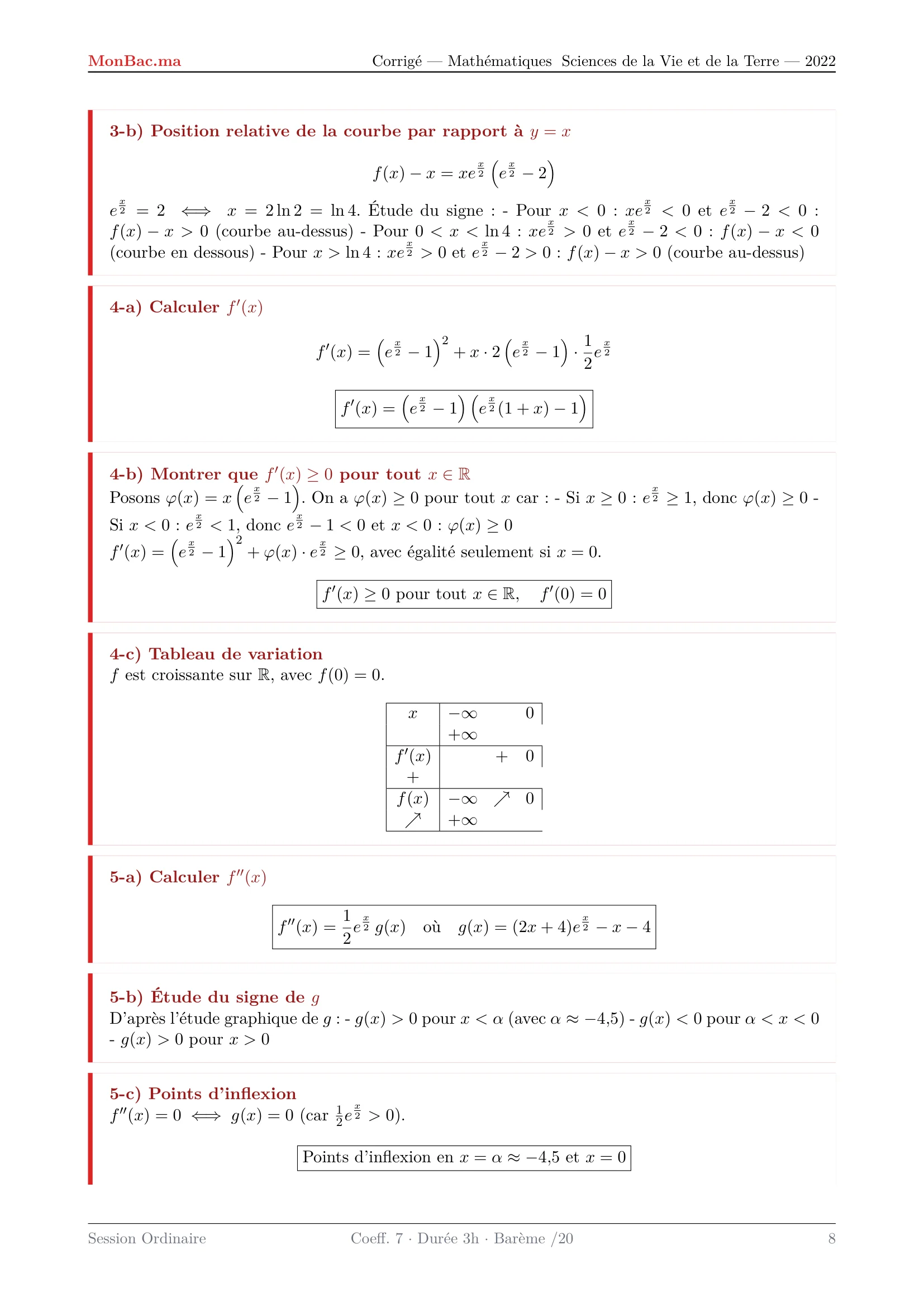 Corrige Math Bac SVT 2022 page 8
