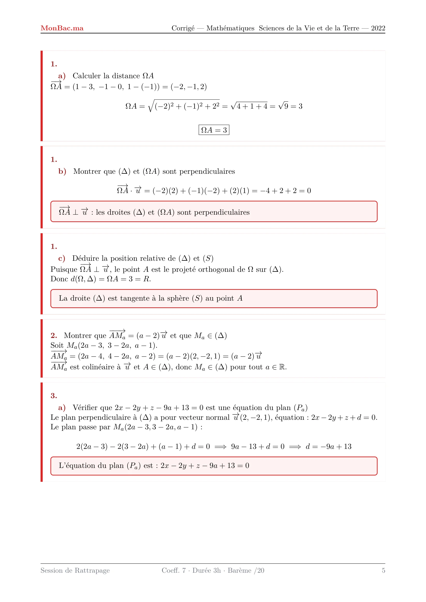 Corrige Math Bac SVT 2022 page 5
