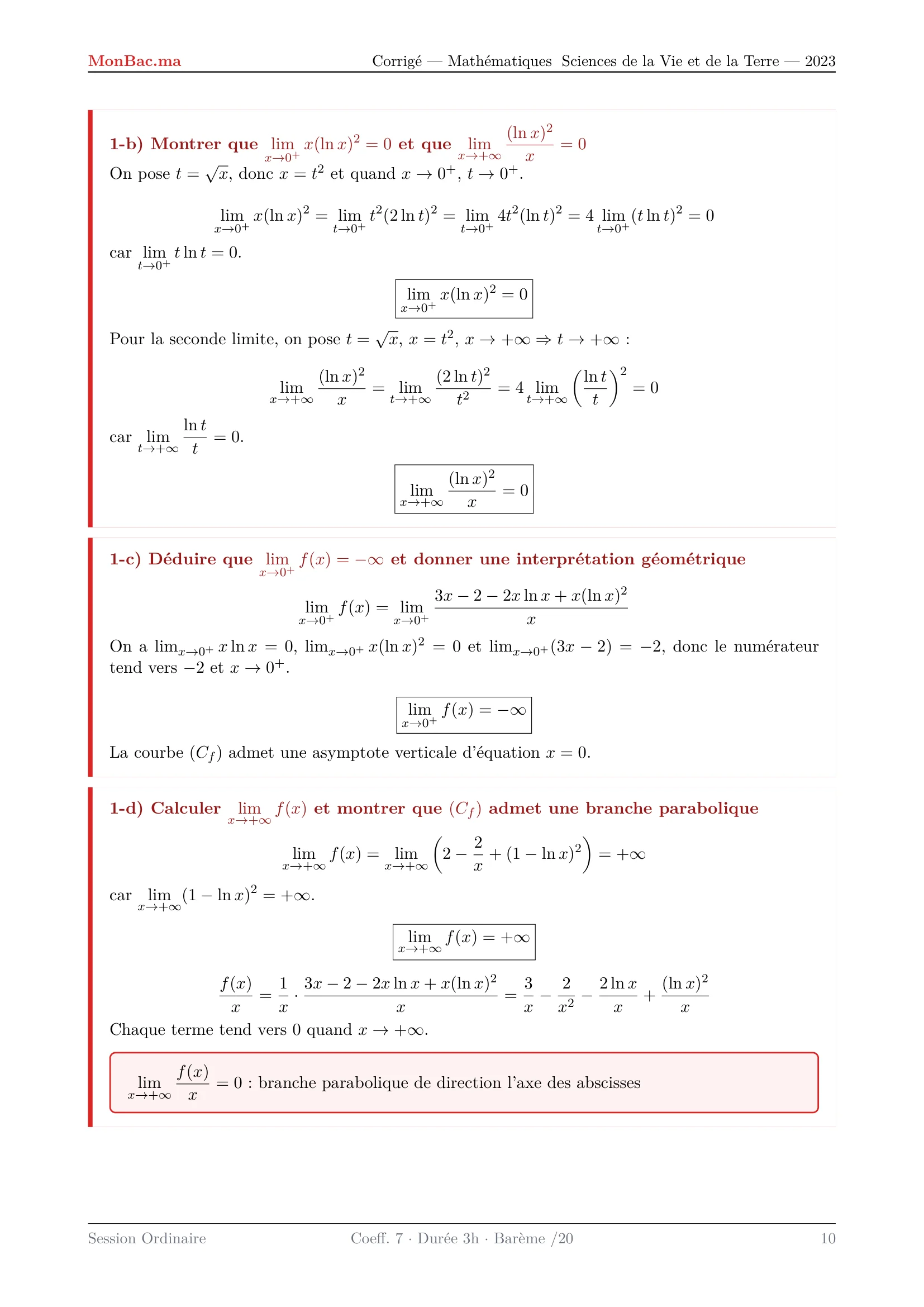 Corrige Math Bac SVT 2023 page 10