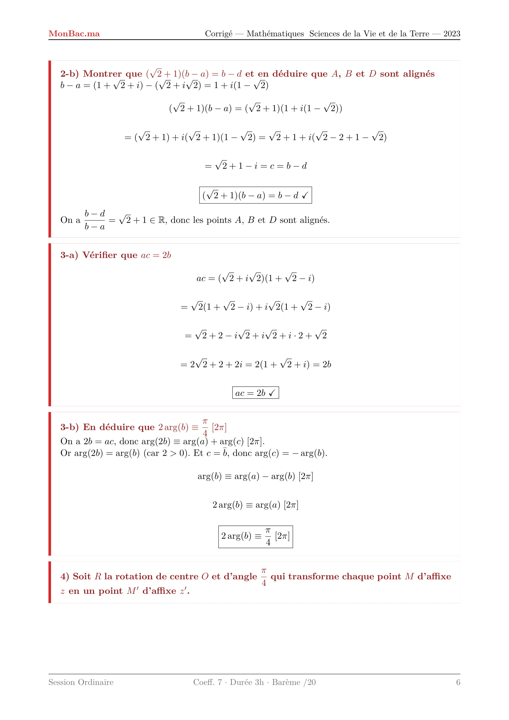 Corrige Math Bac SVT 2023 page 6