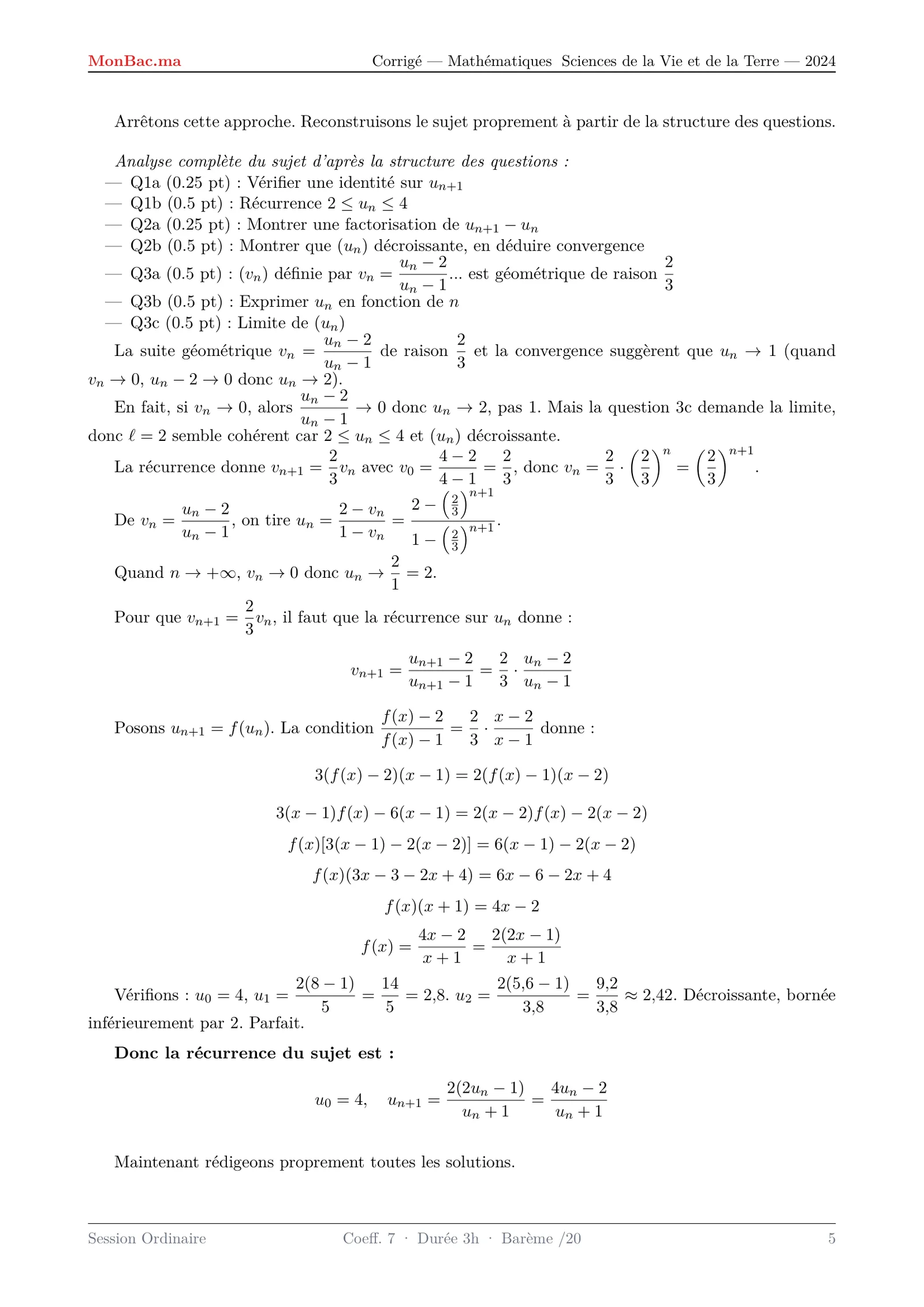 Corrige Math Bac SVT 2024 page 5