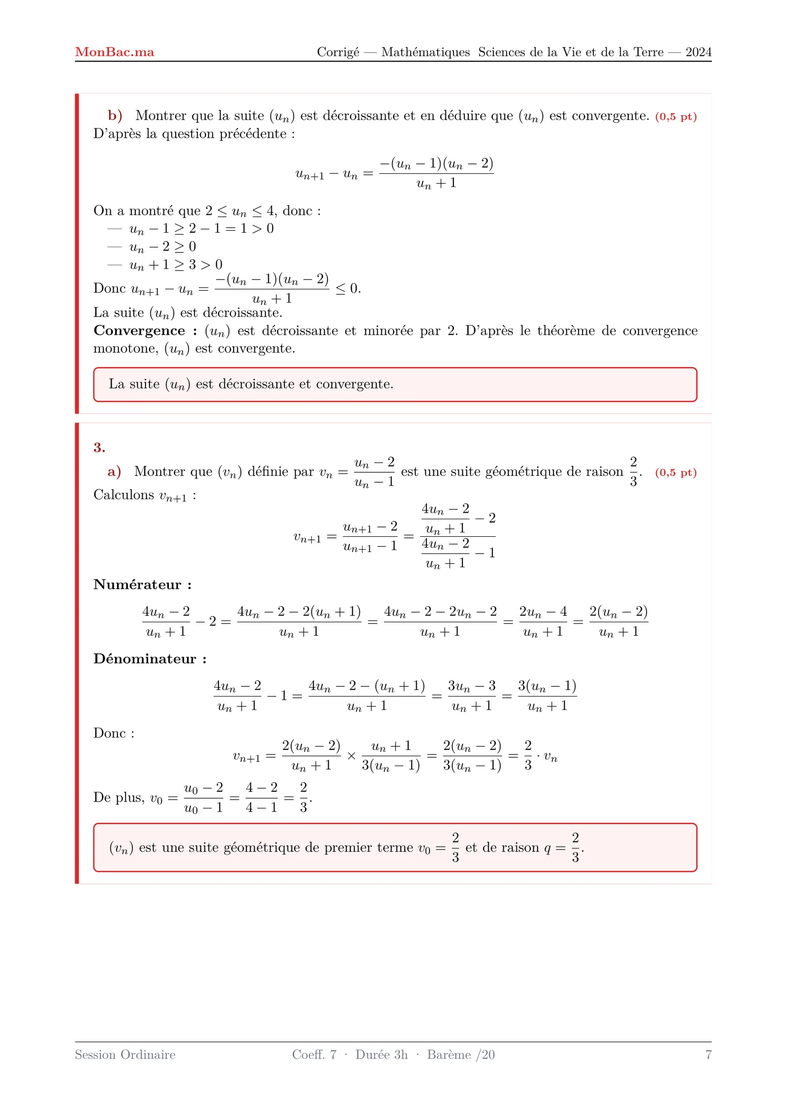 Corrige Math Bac SVT 2024 page 7
