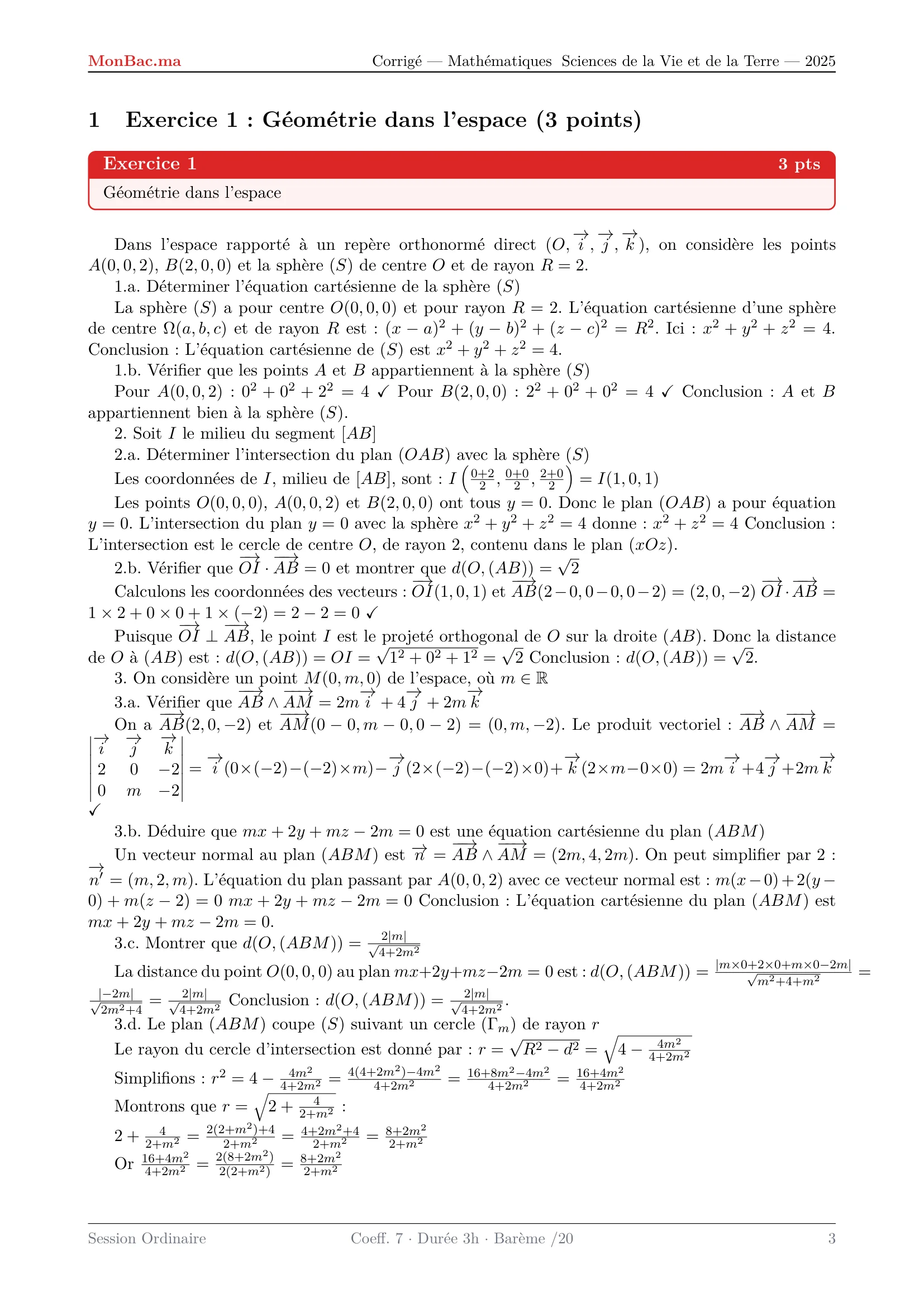 Corrige Math Bac SVT 2025 page 3
