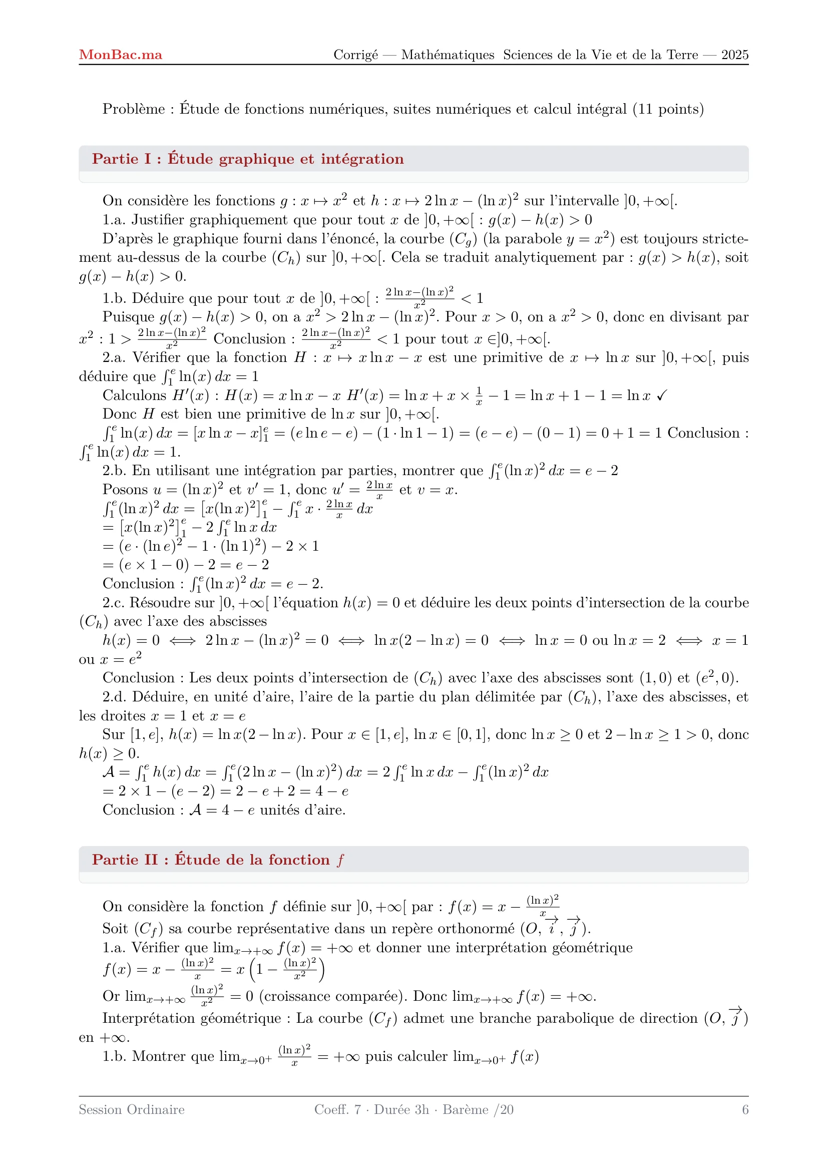 Corrige Math Bac SVT 2025 page 6