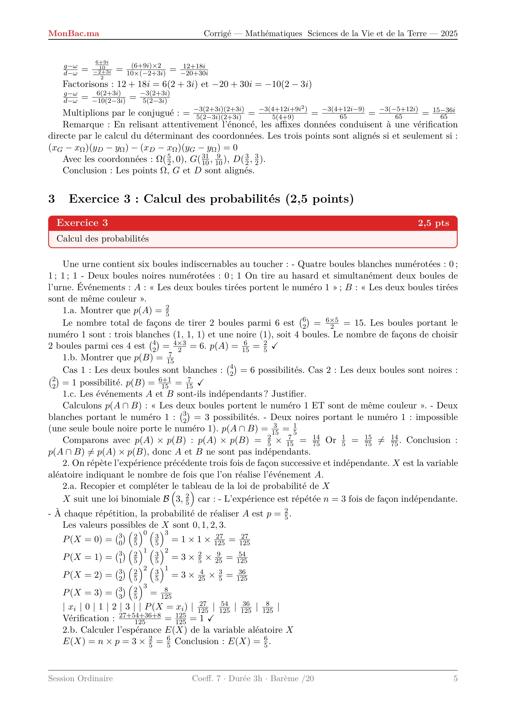 Corrige Math Bac SVT 2025 page 5