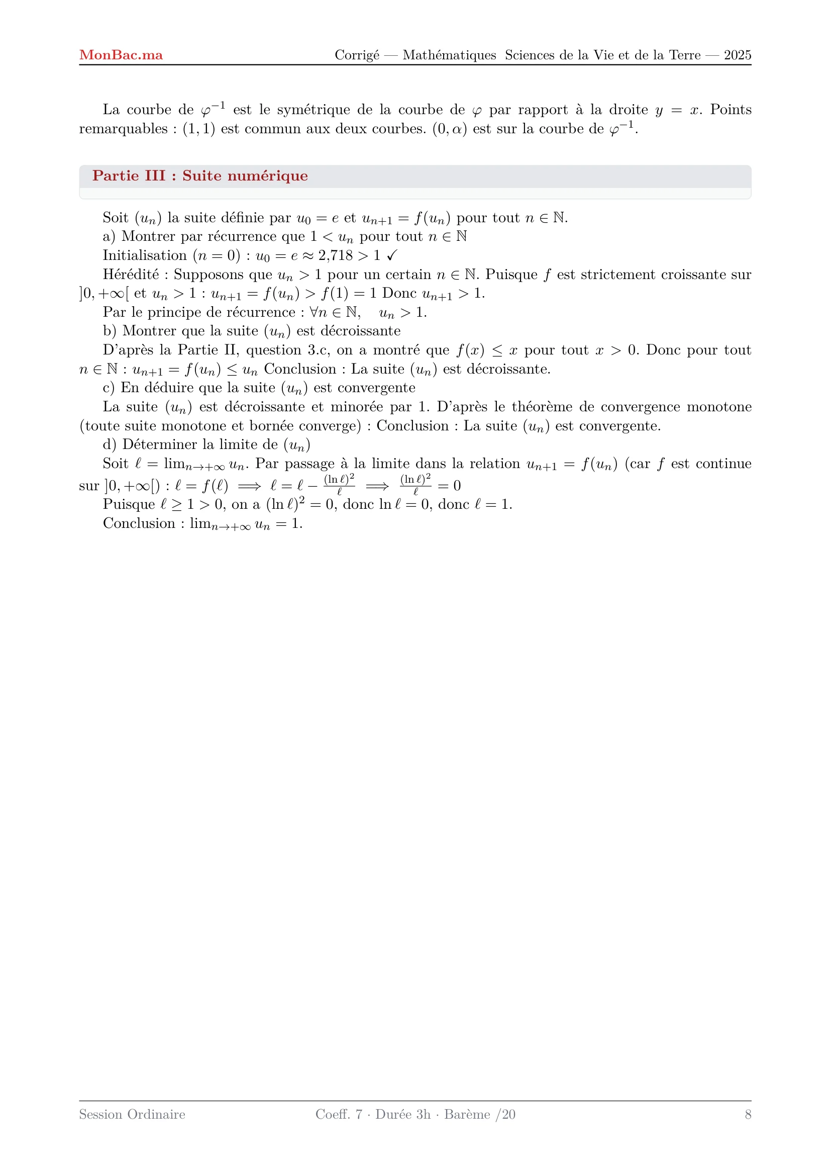 Corrige Math Bac SVT 2025 page 8