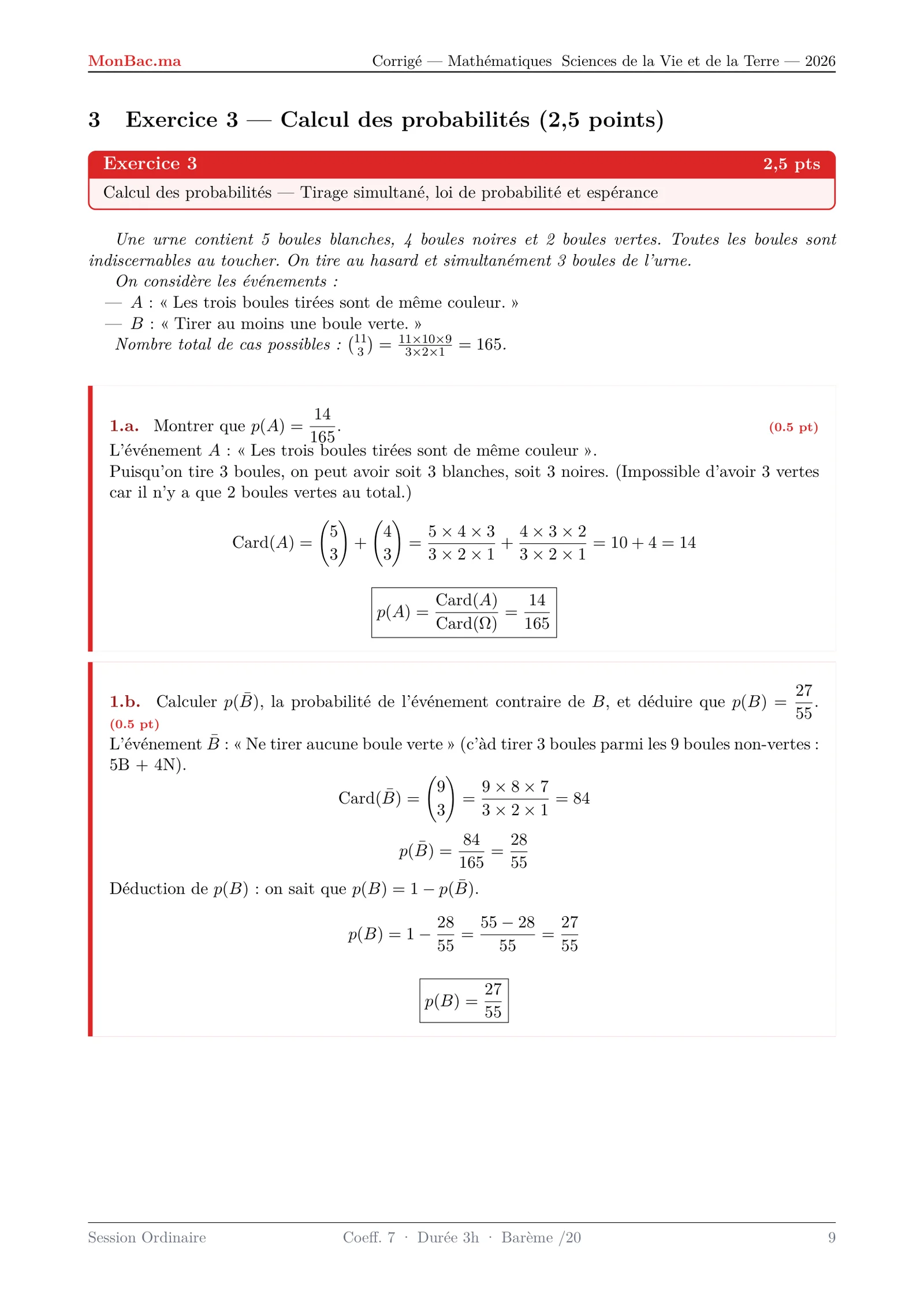 Corrige Math Bac SVT 2026 page 9