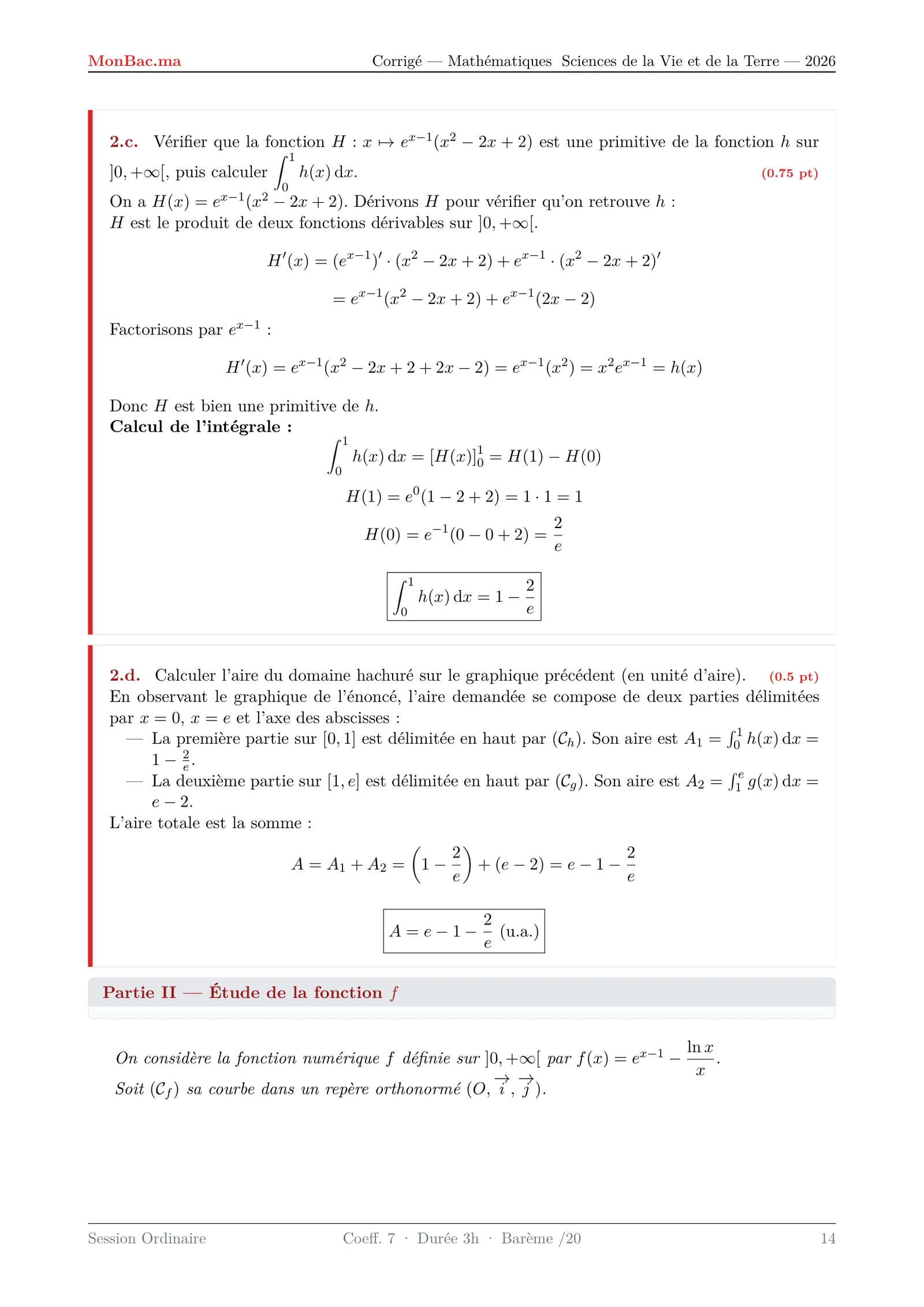 Corrige Math Bac SVT 2026 page 14