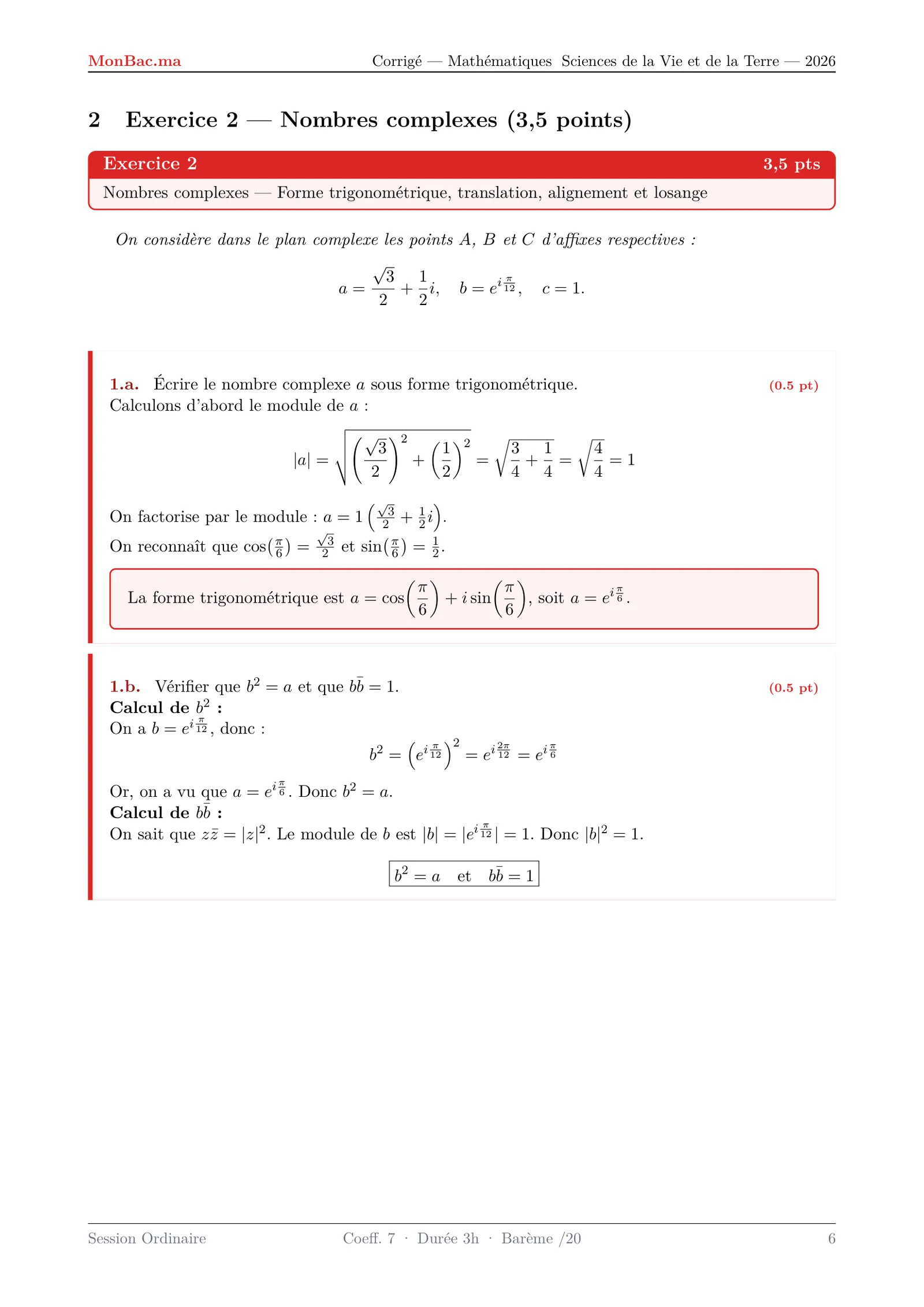 Corrige Math Bac SVT 2026 page 6