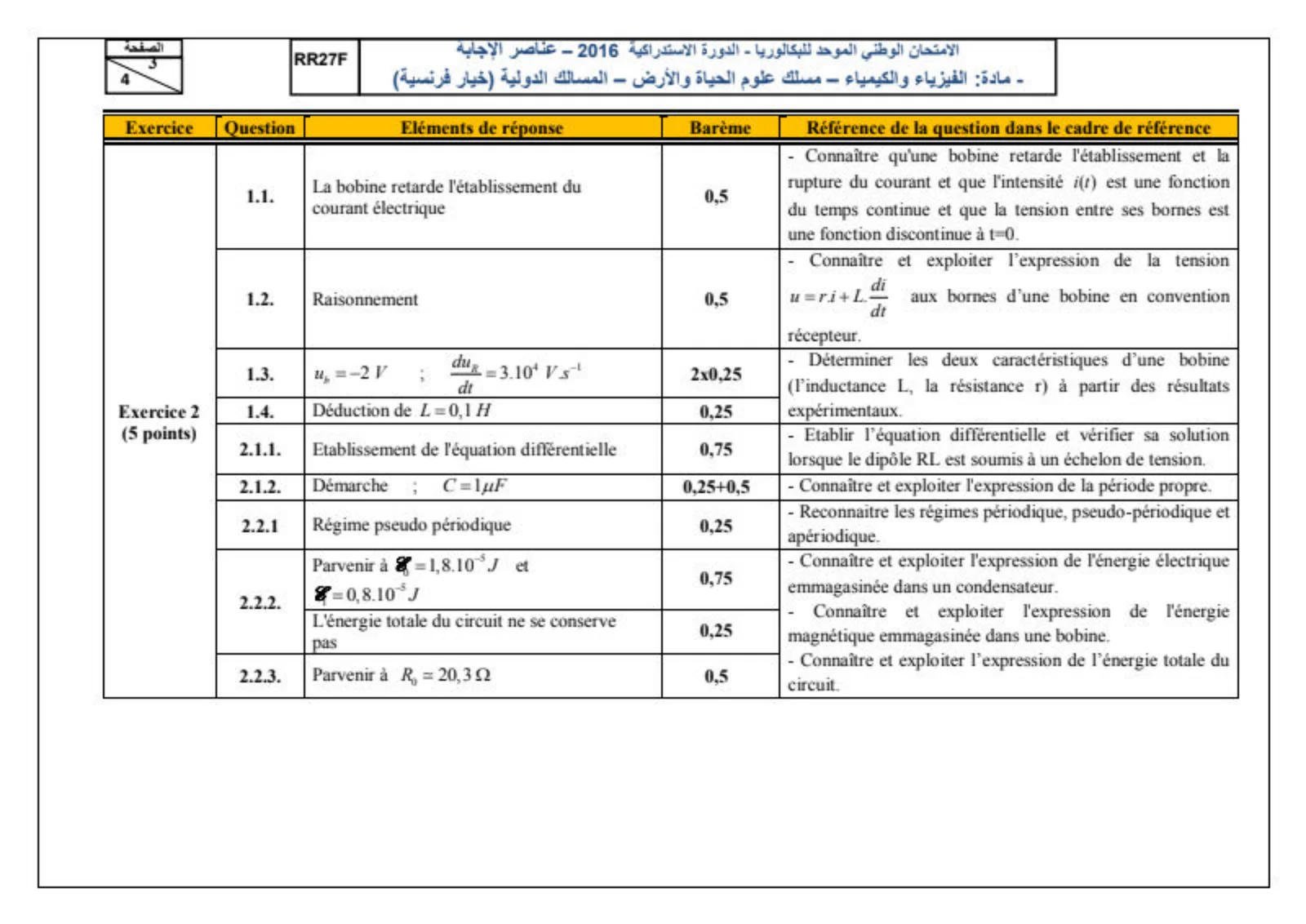 Corrige Physique Bac SVT 2016 page 3