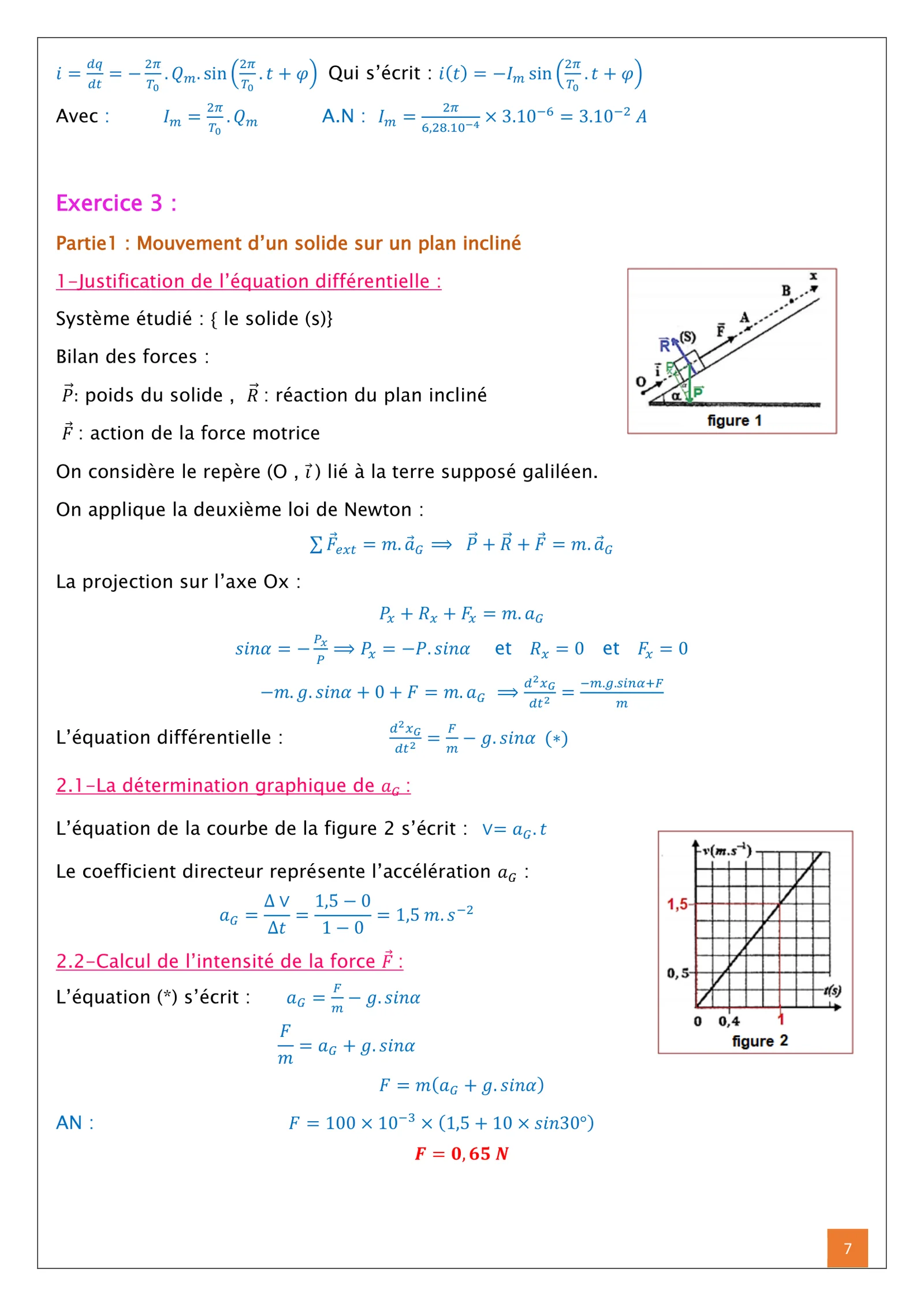 Corrige Physique Bac SVT 2018 page 7