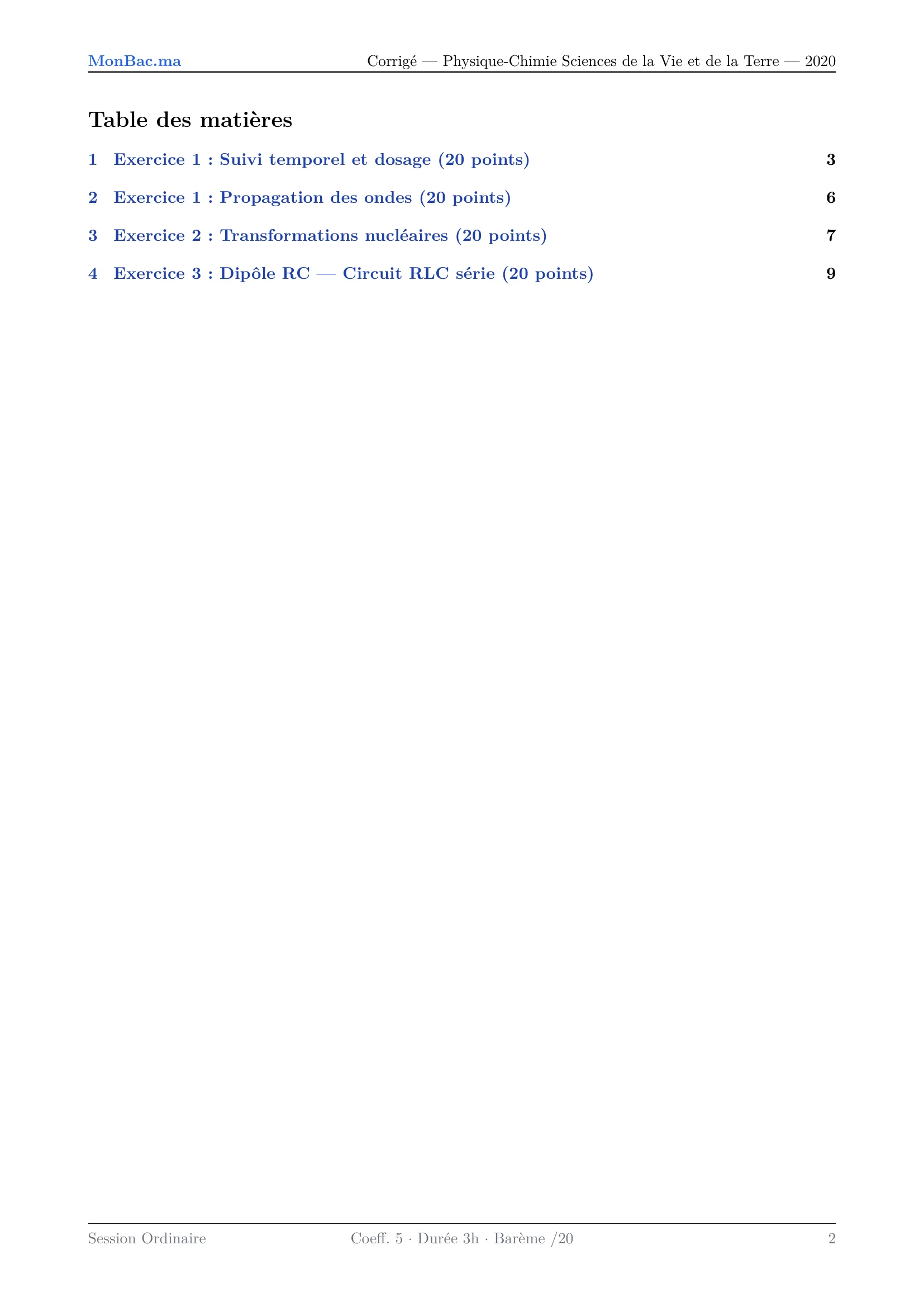 Corrige Physique Bac SVT 2020 page 2