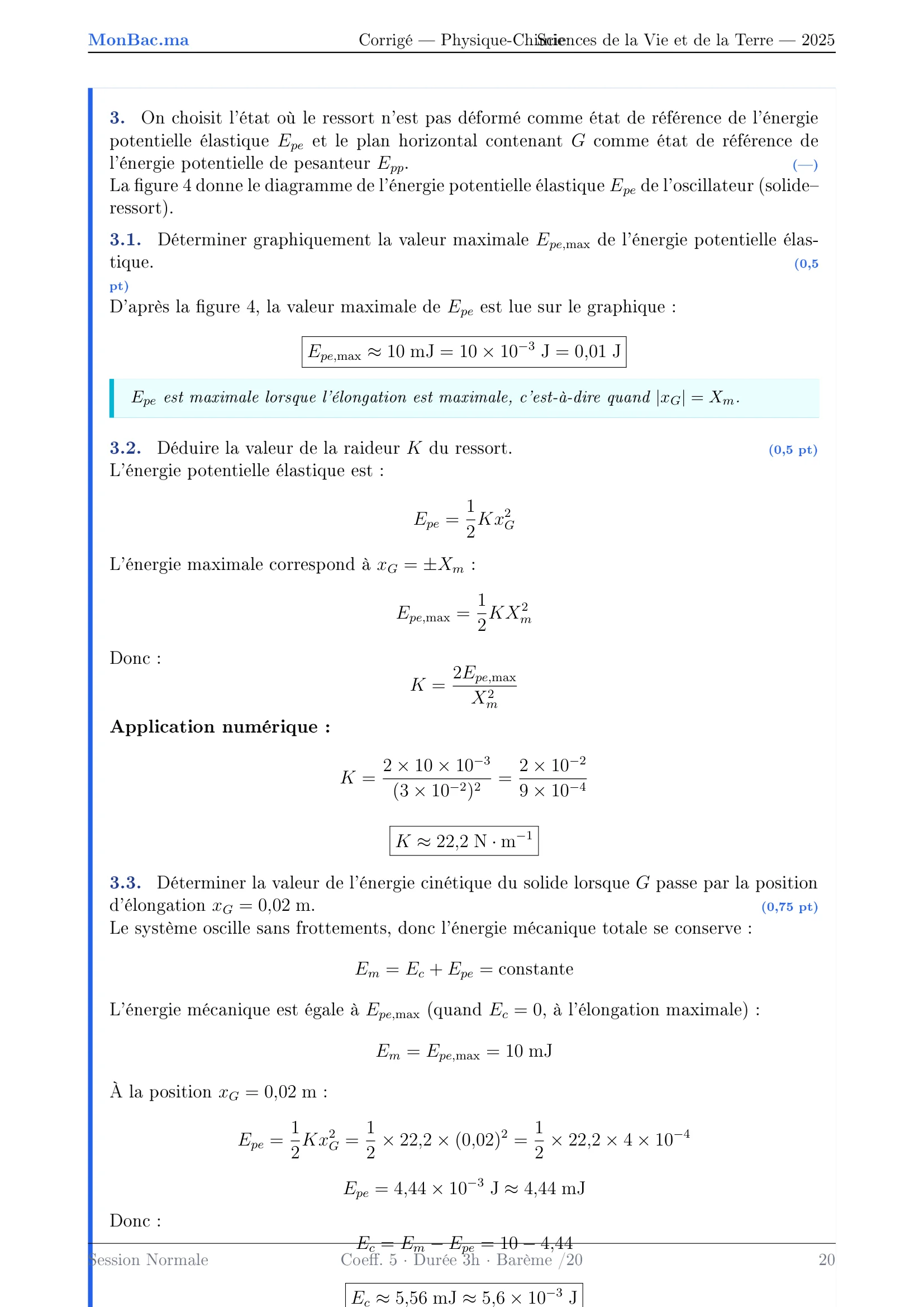 Corrige Physique Bac SVT 2025 page 20