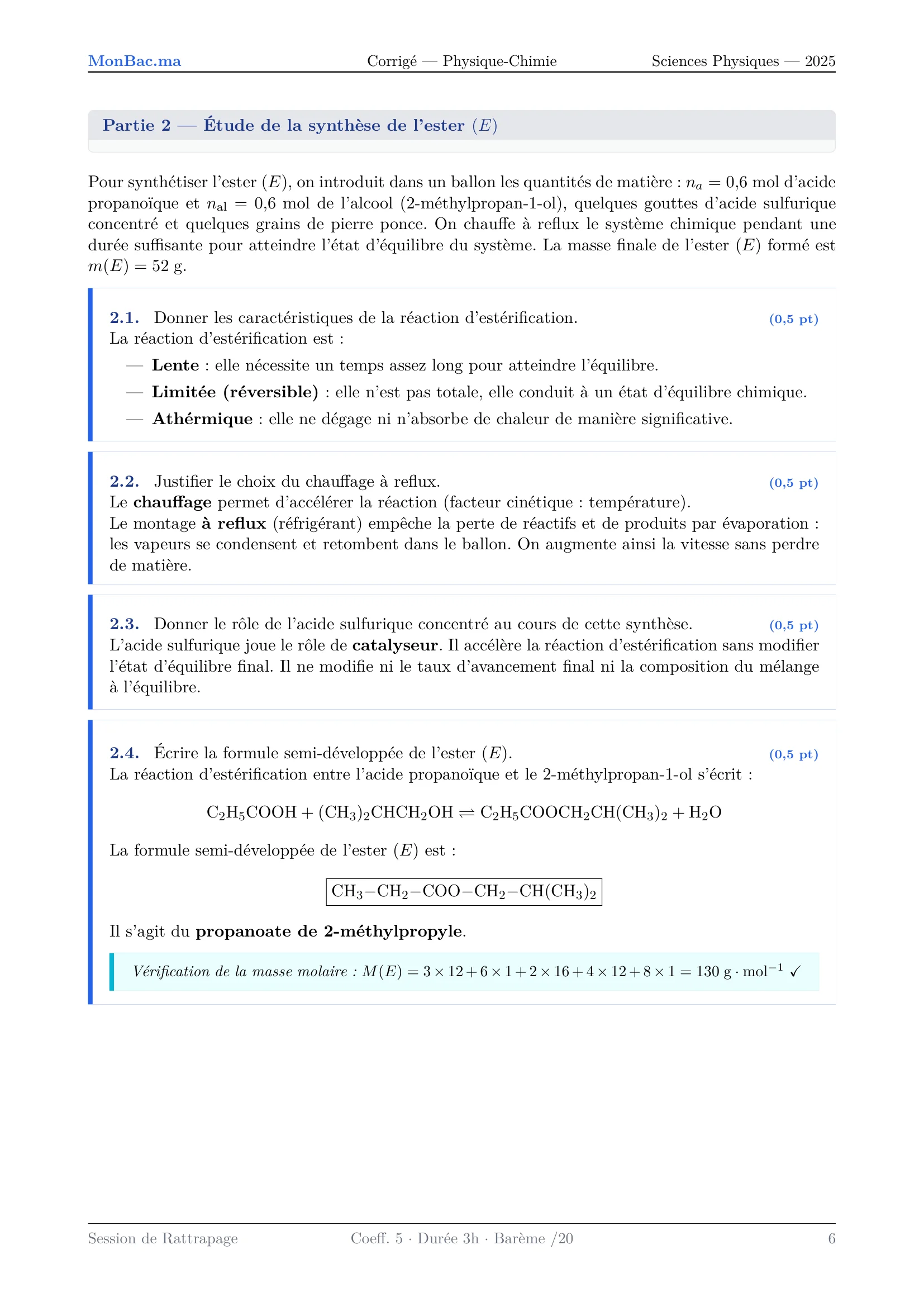 Corrige Physique Bac SVT 2025 page 6