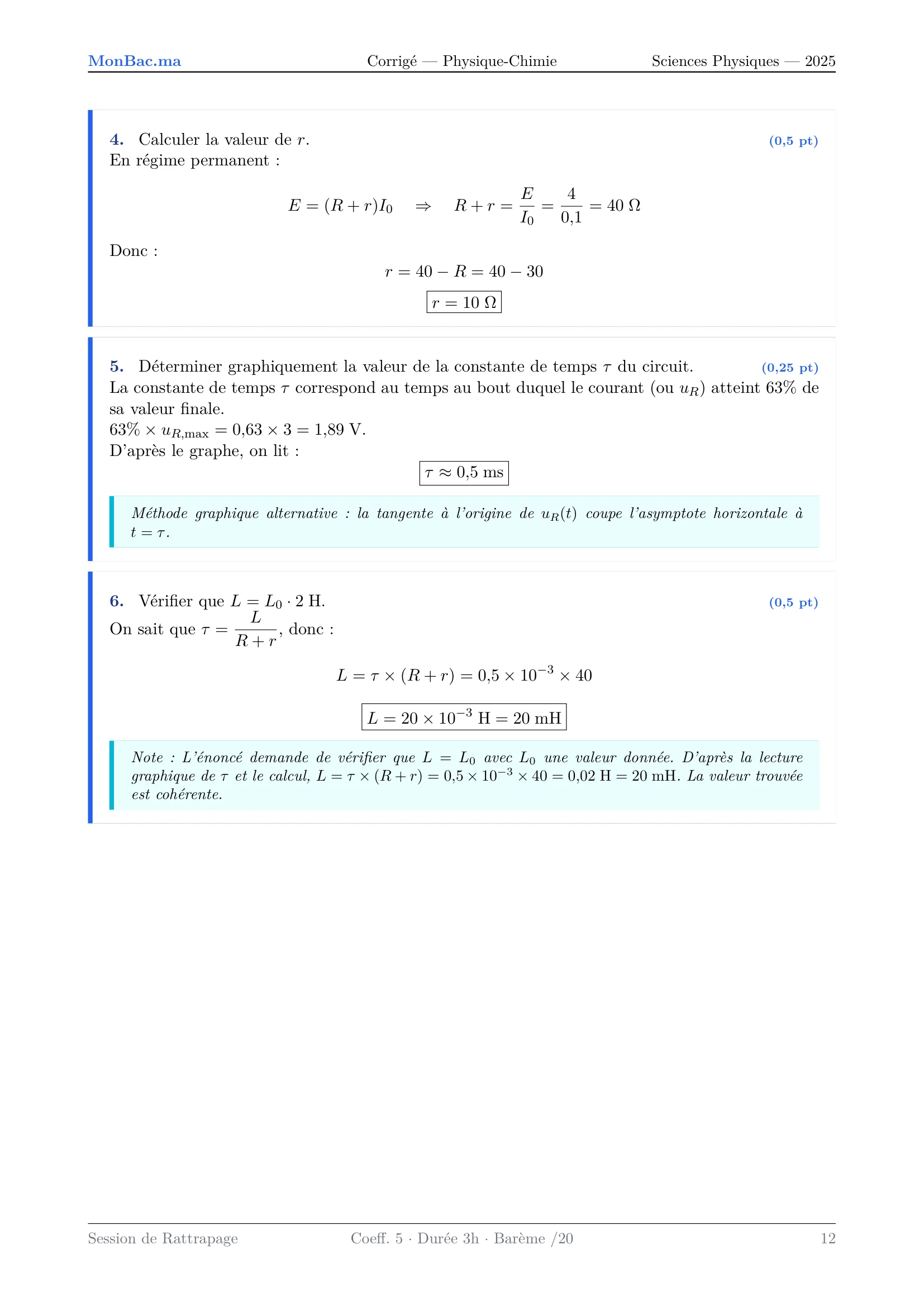 Corrige Physique Bac SVT 2025 page 12