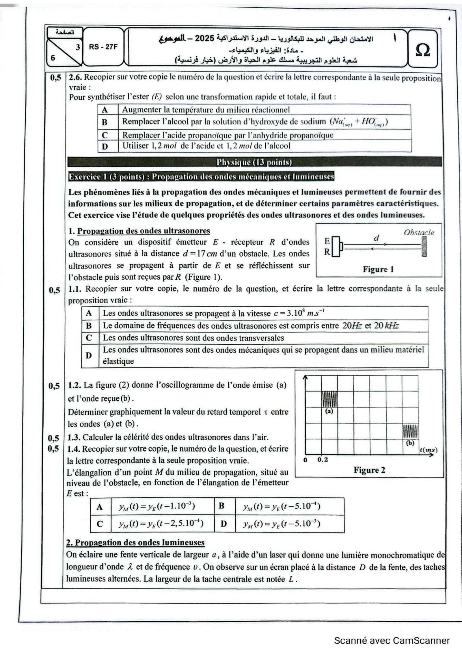 Sujet Physique Bac SVT 2025 page 3