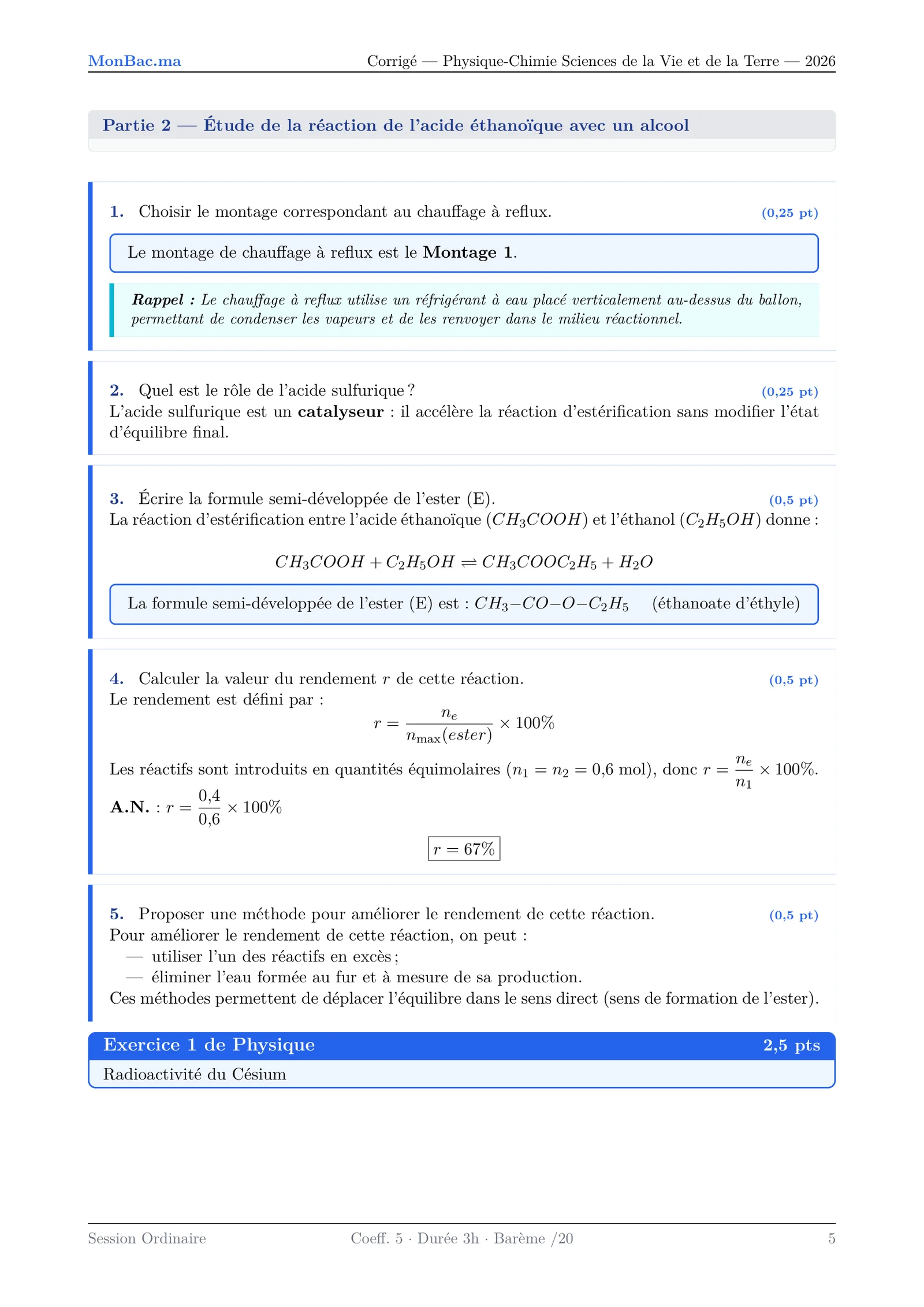 Corrige Physique Bac SVT 2026 page 5