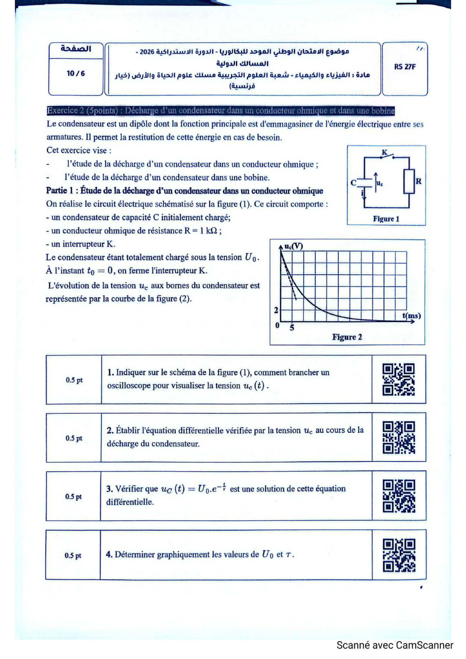 Sujet Physique Bac SVT 2026 page 6
