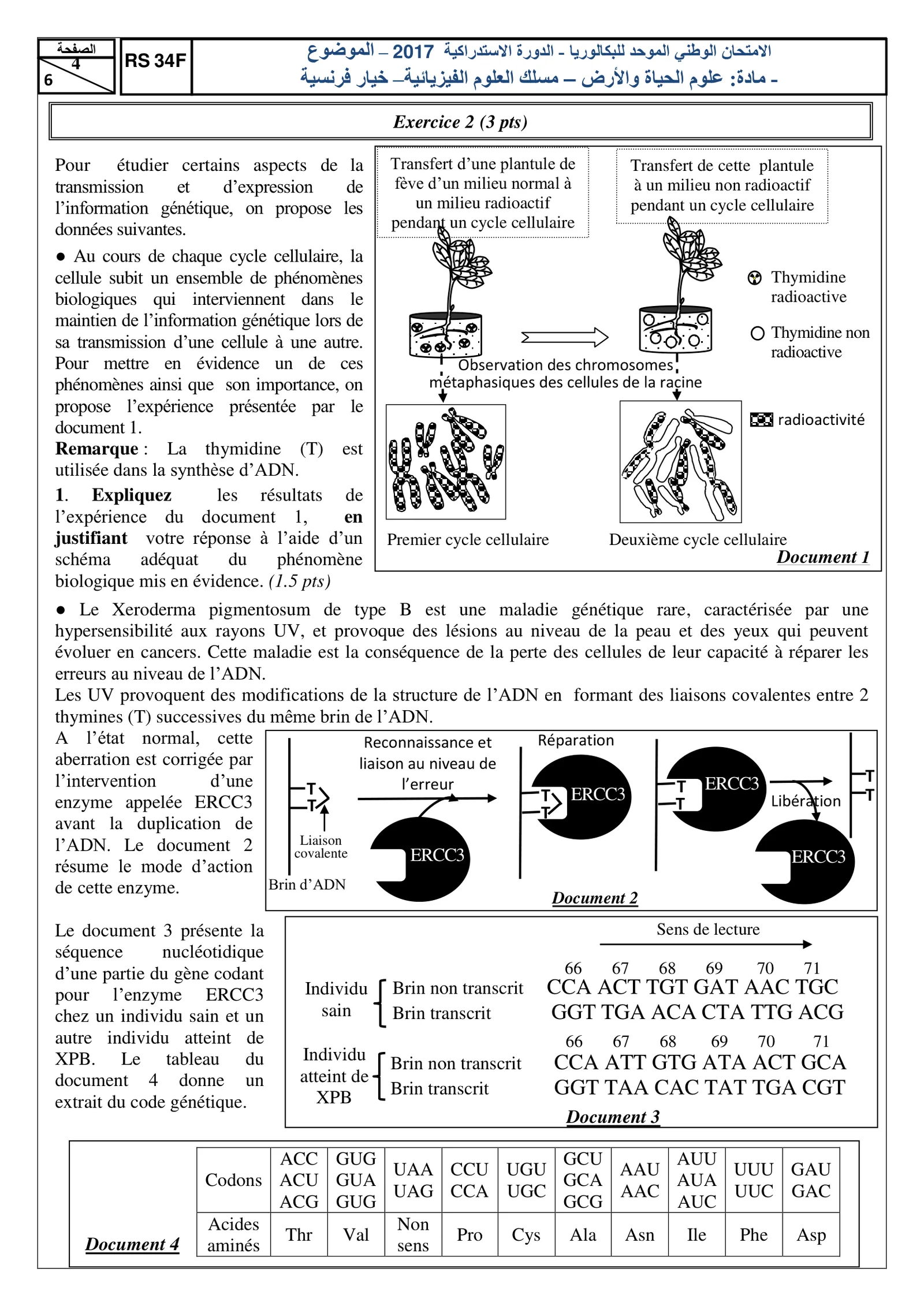 Sujet SVT Bac SVT 2017 page 4
