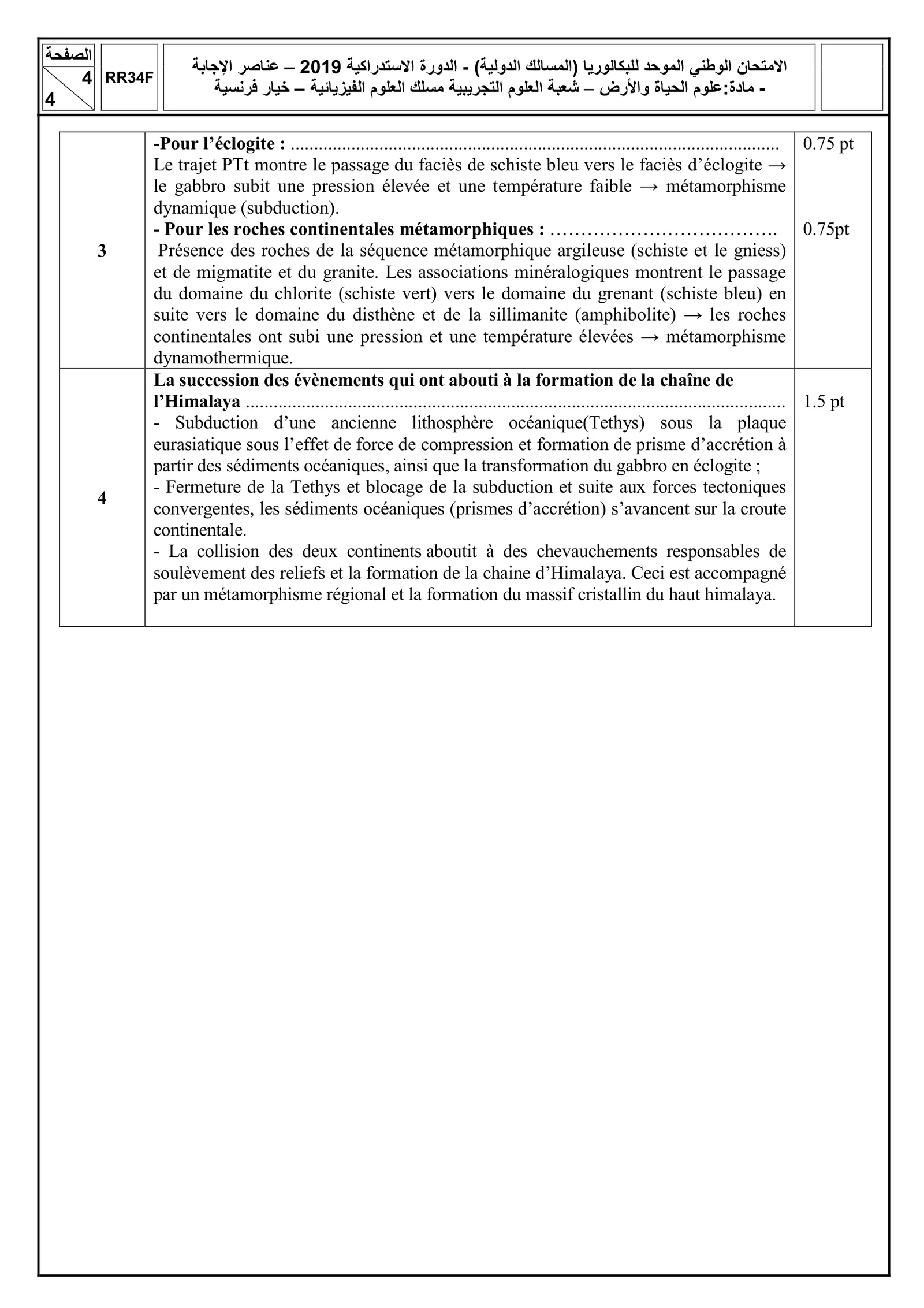Corrige SVT Bac SVT 2019 page 4