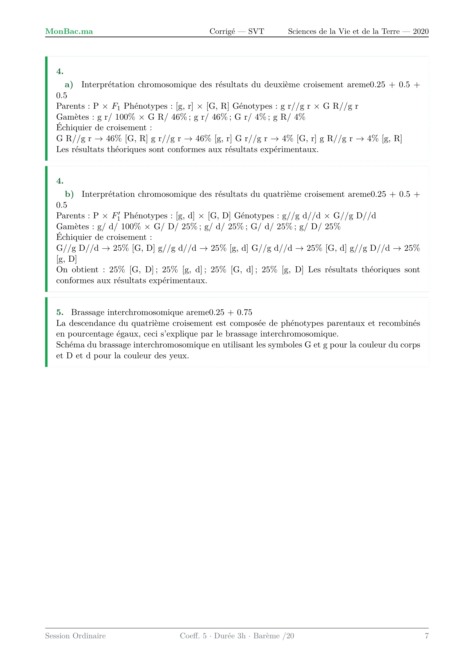 Corrige SVT Bac SVT 2020 page 7