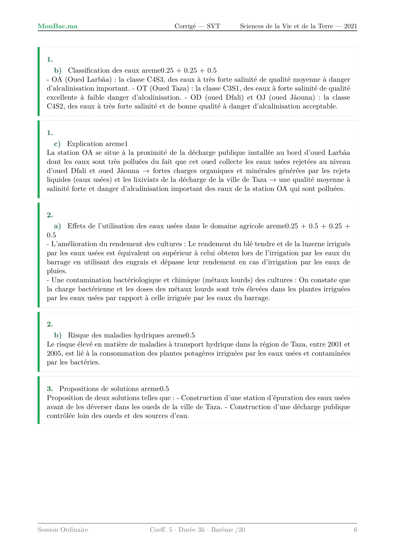 Corrige SVT Bac SVT 2021 page 6