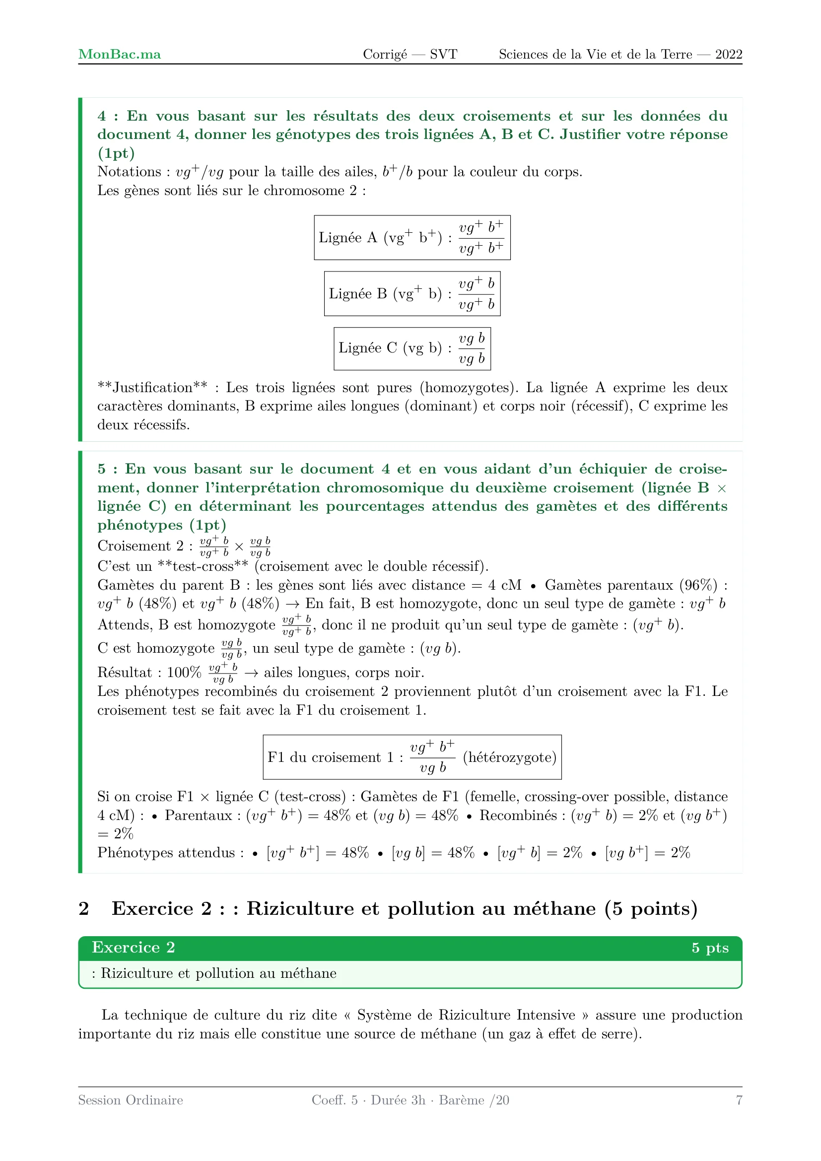 Corrige SVT Bac SVT 2022 page 7
