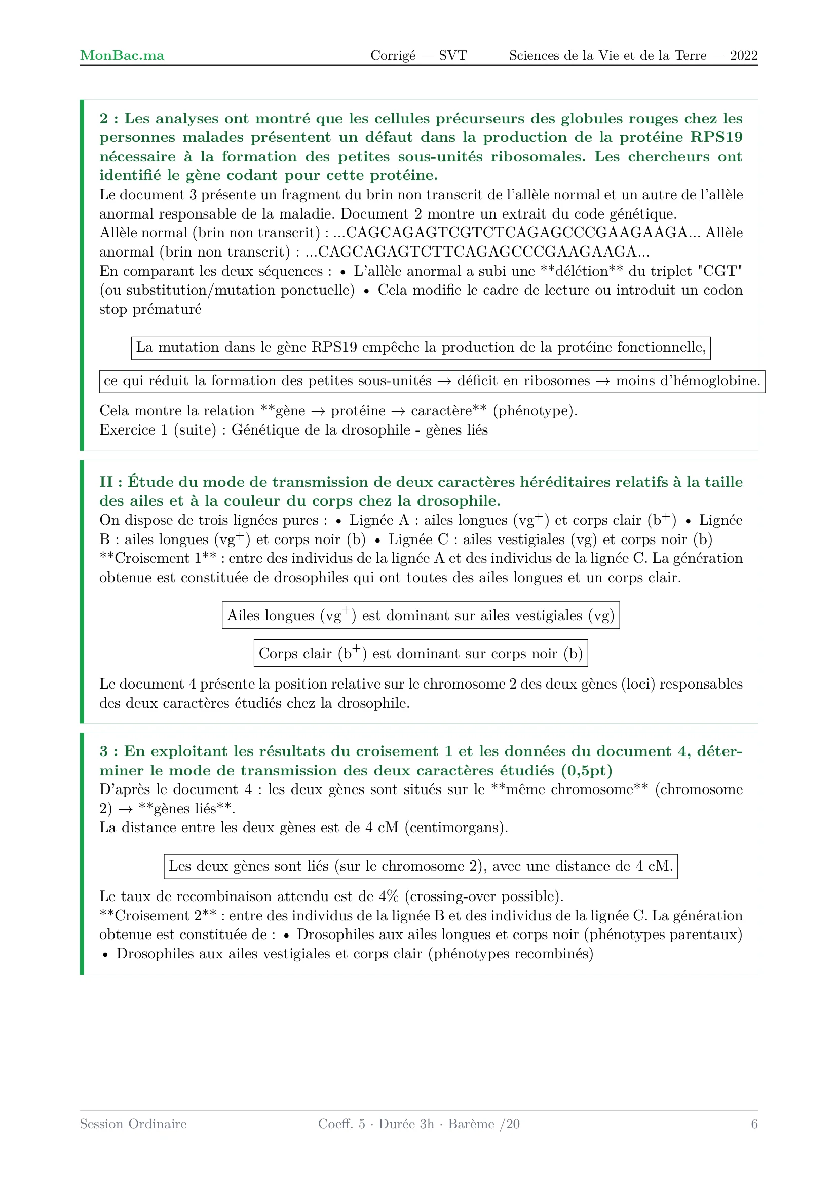 Corrige SVT Bac SVT 2022 page 6