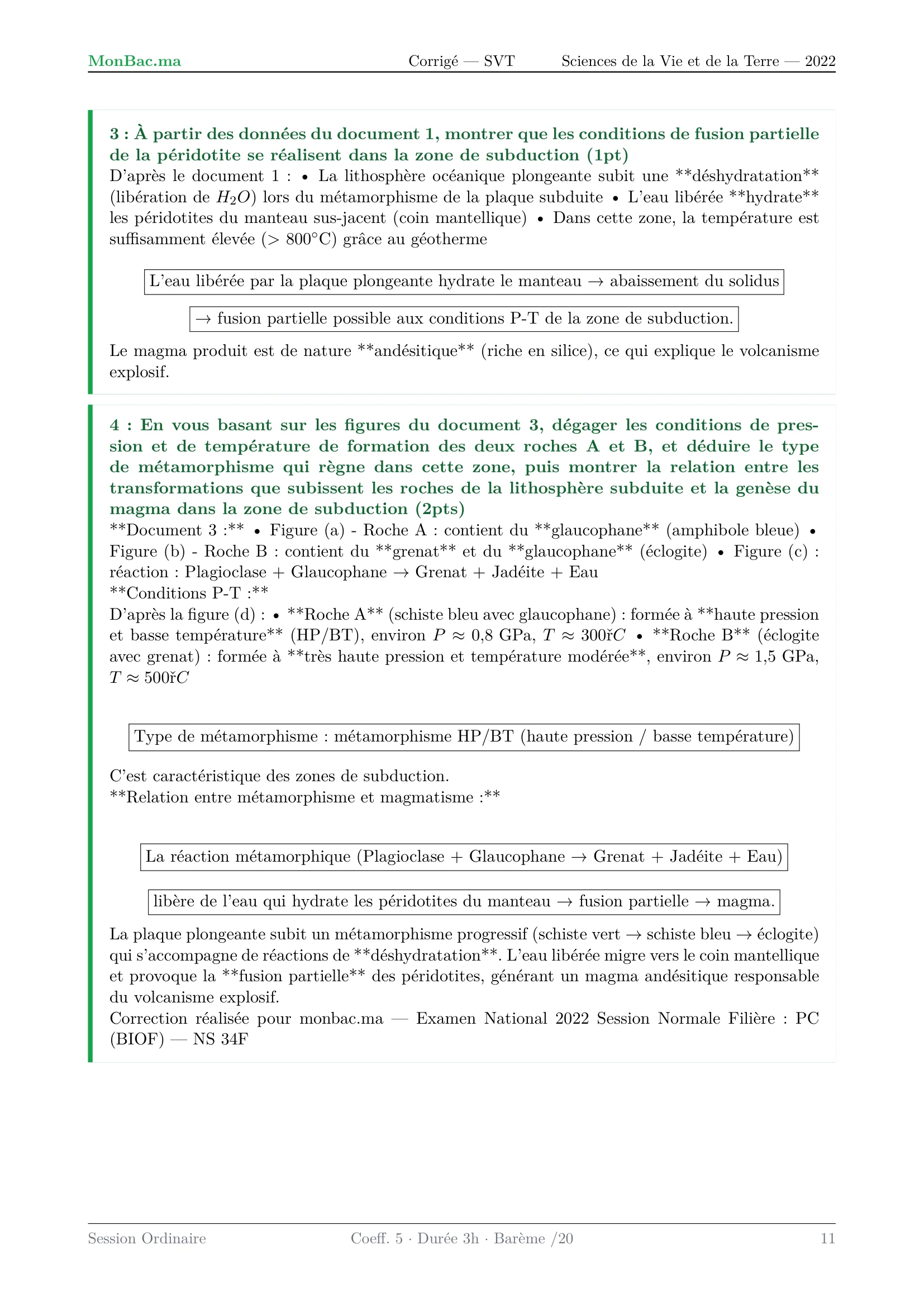 Corrige SVT Bac SVT 2022 page 11