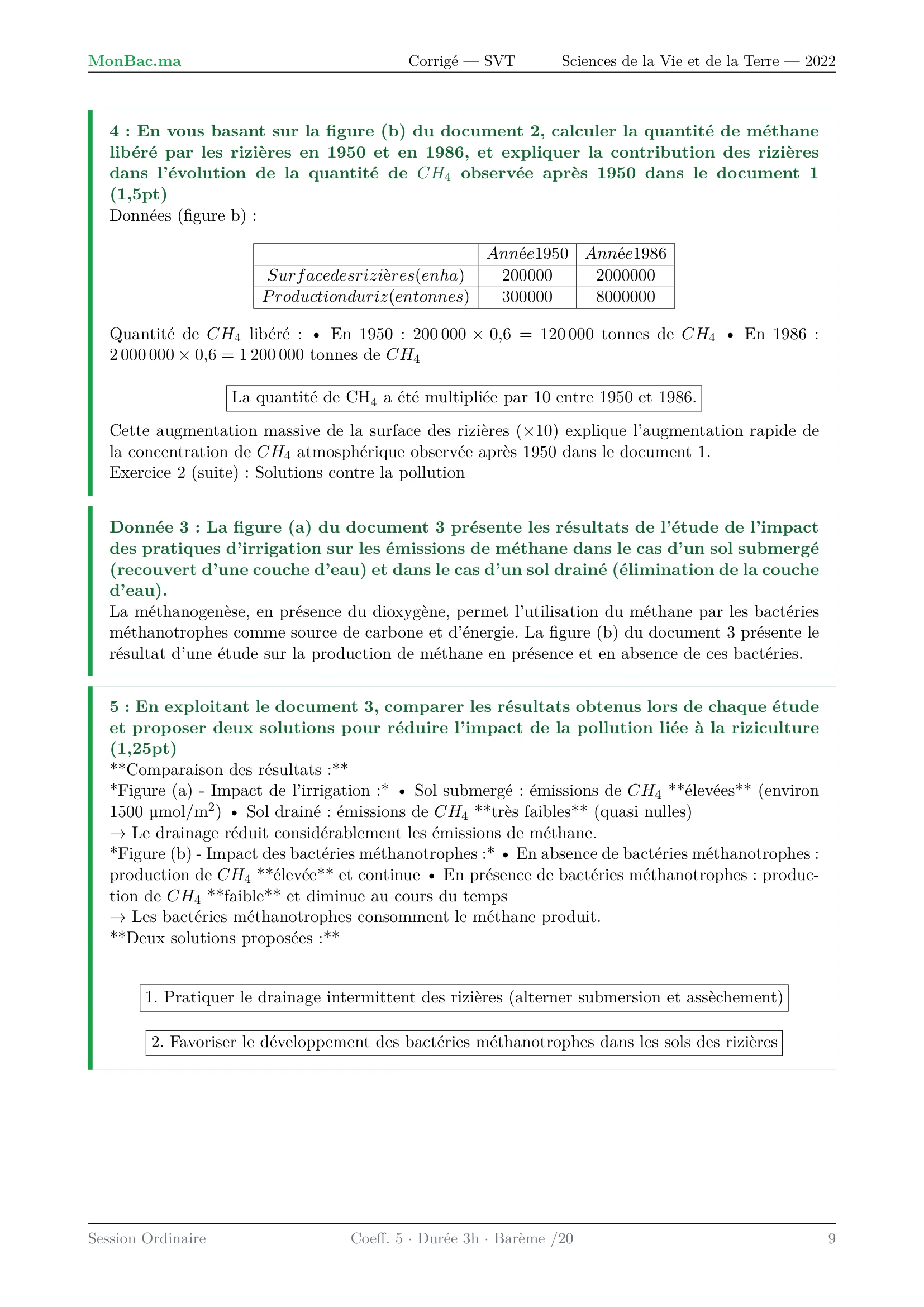 Corrige SVT Bac SVT 2022 page 9